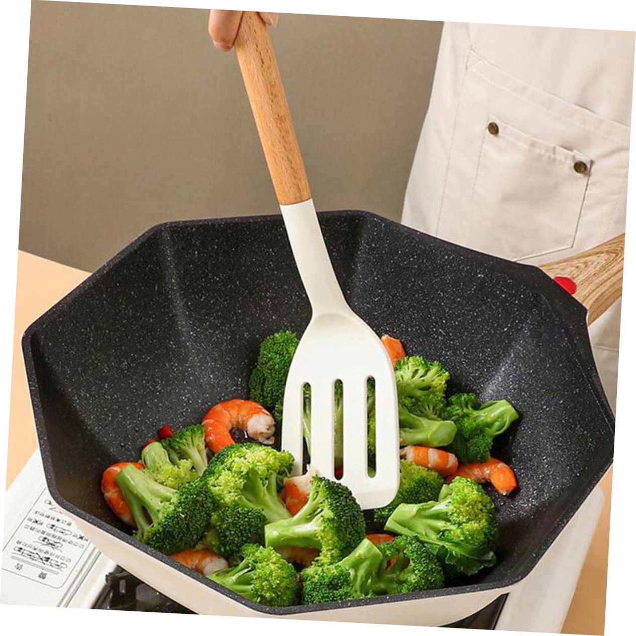 Utensili da Cucina in Silicone Spatola e Cucchiaio per Appendere Manico Termoisolante Antiscottatura Resistente alle Alte Temperature per Cucinare in Casa