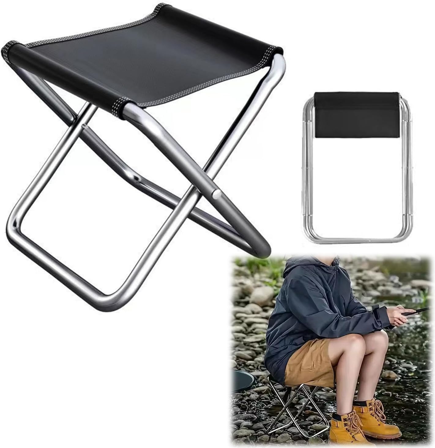 Camping Stool, Portable Folding Stool, Outdoor Folding Stool, Small Portable Folding Stool, Mini Folding Stool, for Camping, Fishing, Picnics, Travel, Sandy Beaches