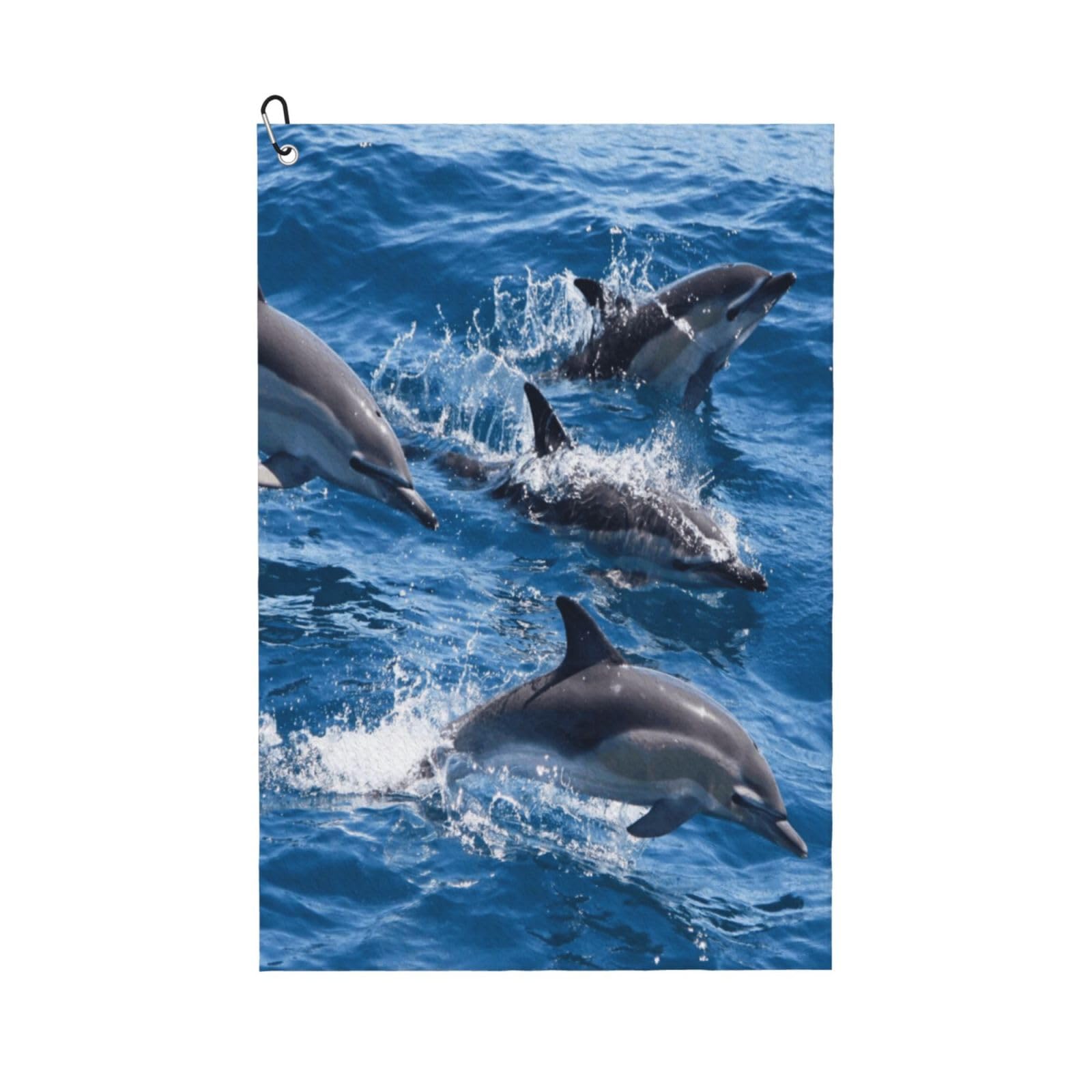 Hnnkloy Dolphins In The Sea, 16x24 in Portable Waffle Golf Towels with Carabiner Clip for Golf Bag