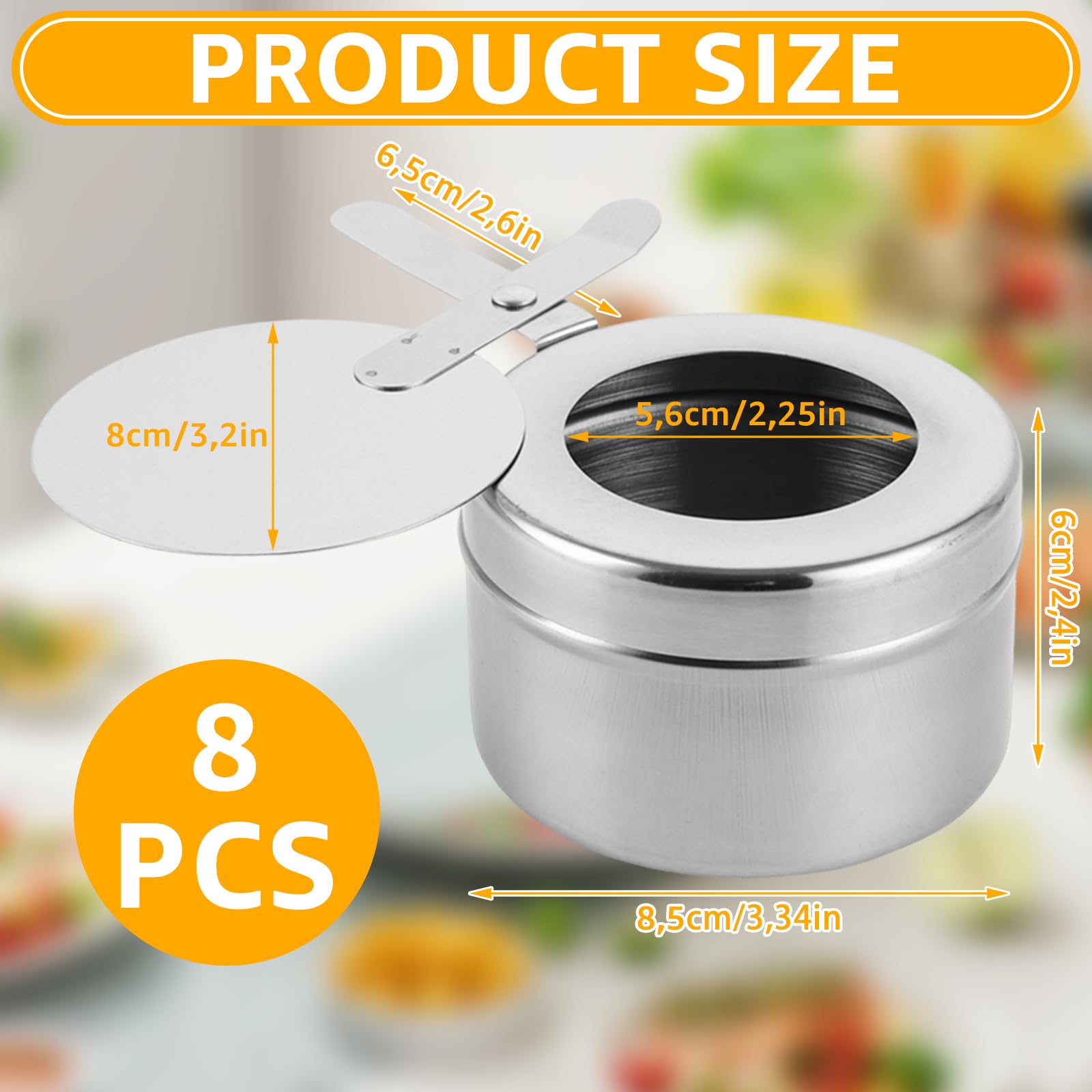 8 Pièces Récipients à Pâte Combustible, Réchaud Fondue Brûleur à Alcool, Brûleur Chafing Dish en Acier Inoxydable, Récipients à Pâte Combustible pour Buffet, Fondue, Camping