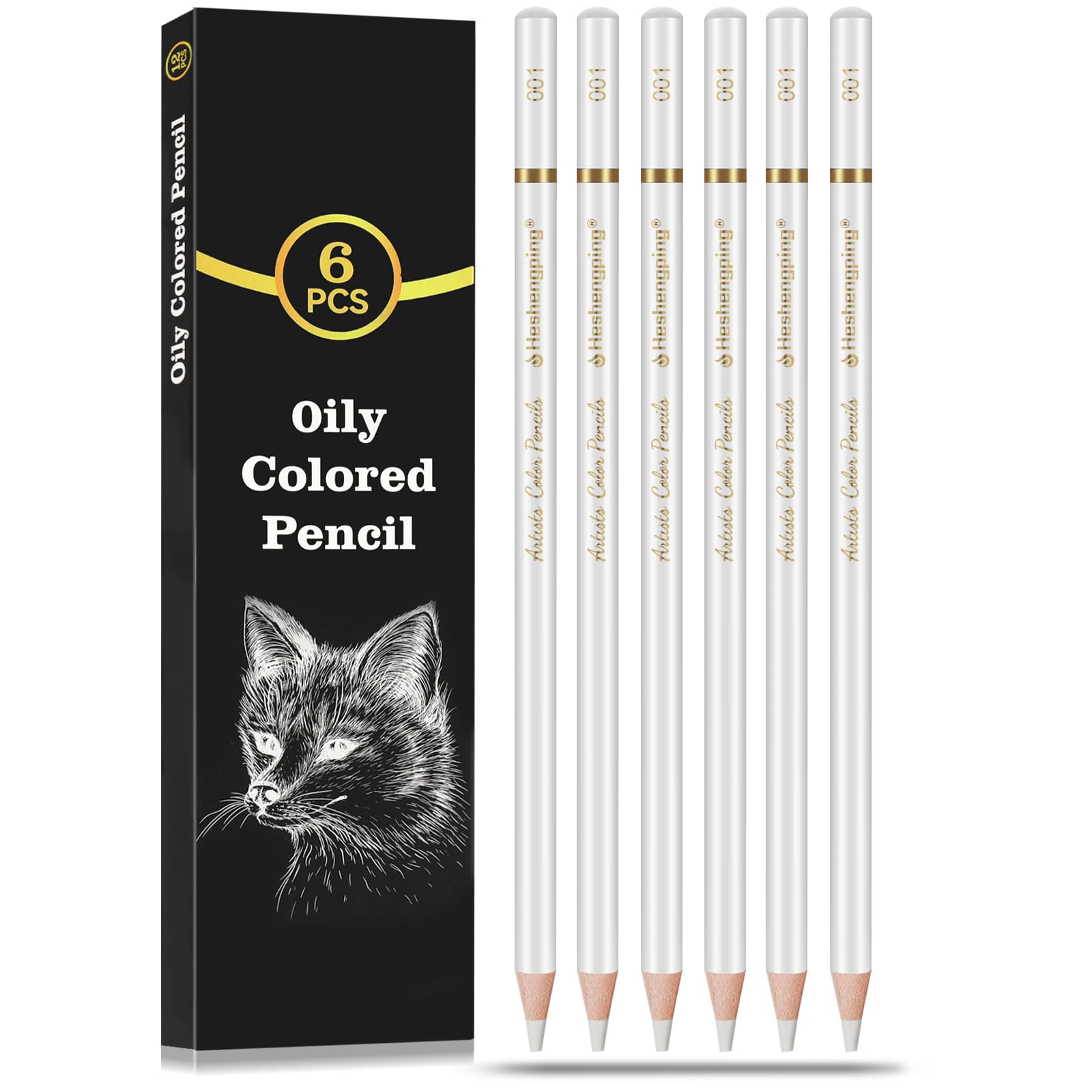 Lápices de carbón blanco, paquete de 6 lápices profesionales de carbón, lápices de dibujo blancos para bocetos, sombreado, mezcla, tiza para principiantes y artistas, suministros de arte para dibujar