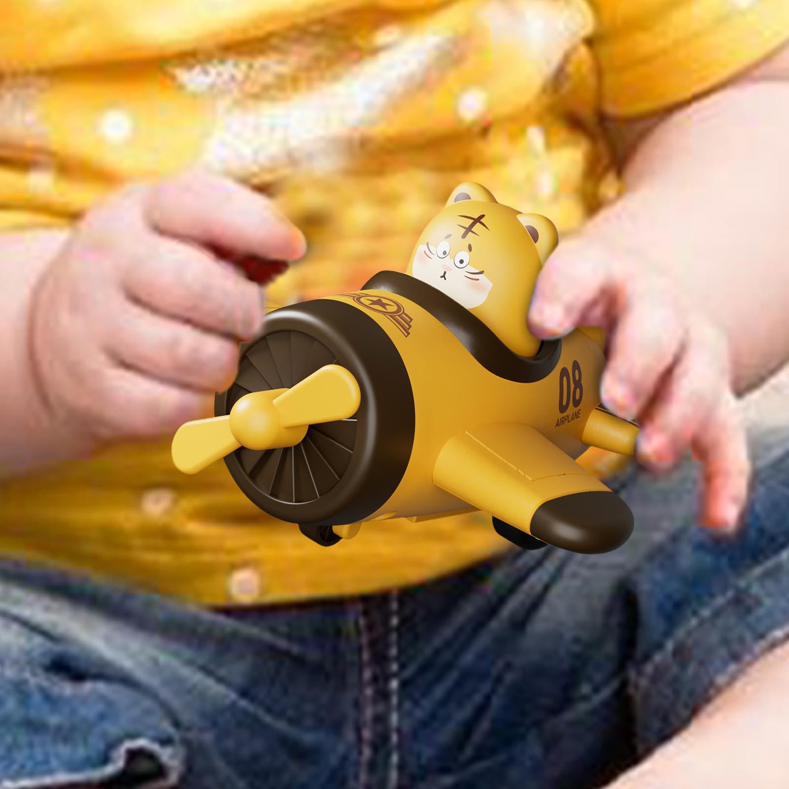 Avion à Tirer Tigre - Jouet Inertie Press And Go - Sans Pile - Cadeau Enfant 3 Ans Et Plus
