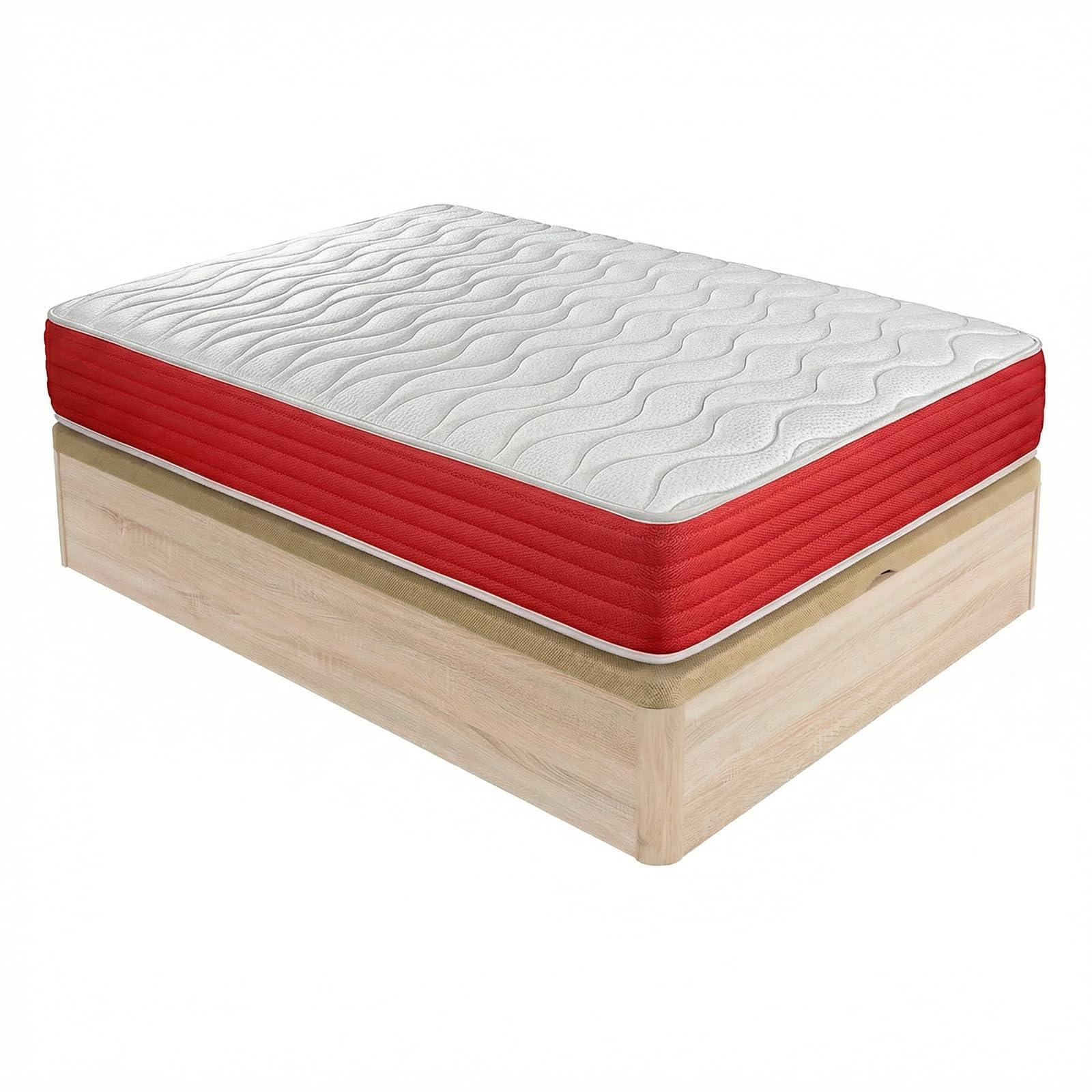 DUÉRMETE ONLINE - Pack Colchón Viscoelástico Lite Reversible + Canapé Madera Abatible Gran Capacidad | Color Cambria 150 x 190