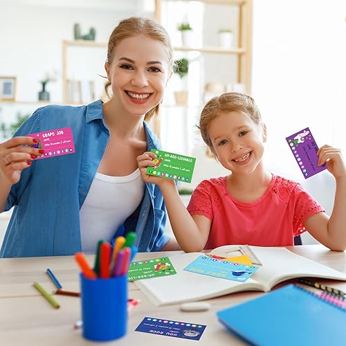 Miniatura 7 de Teling 200 tarjetas perforadoras de comportamiento con perforador de agujeros, tarjeta de recompensa de comportamiento para estudiantes, aula,