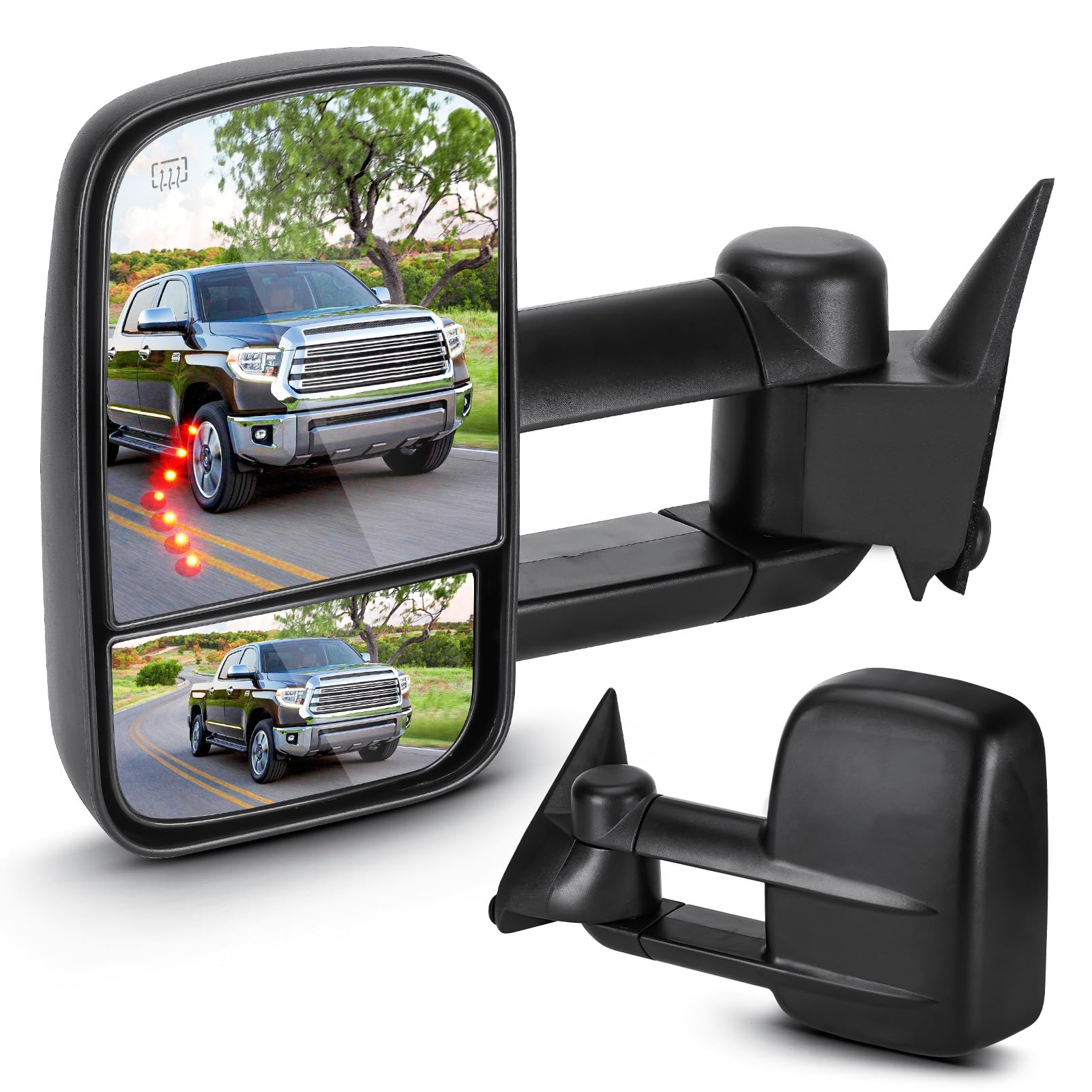 Photo 1 of Towing Mirrors for Chevy GMC Silverado Suburban Sierra 1500 2500 HD Tahoe Yukon 2003 2004 2005 2006, 3500 Classic 2007 Power Heated with Arrow Light Manual Folding Telescoping (1 Pair)