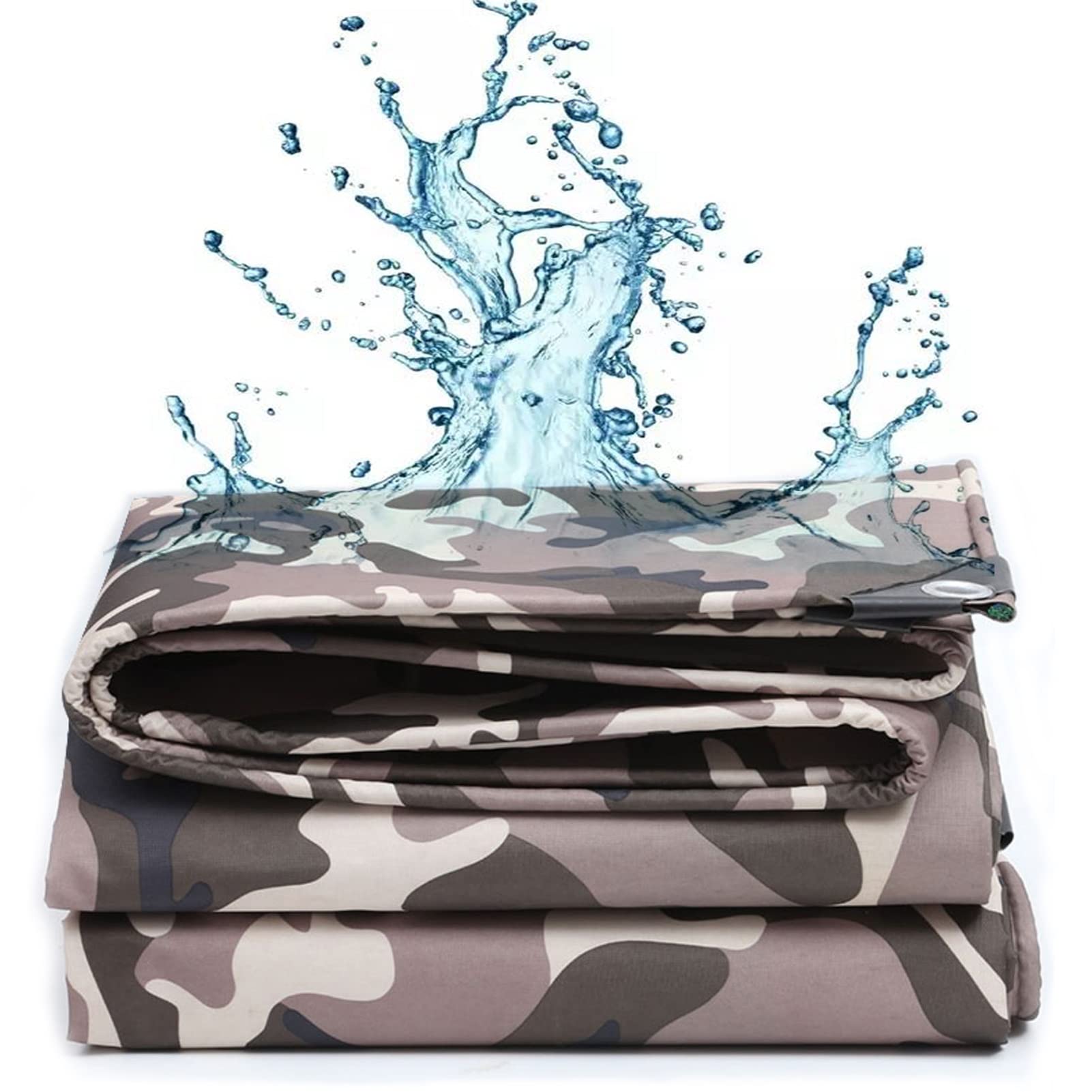 Tarpaulin,Heavy-Duty Waterproof Tarpaulin, Camo Cover Sheet 600g/m² Heavy Duty Tarp Sheet Multipurpose Camouflage Groundsheet 0.4mm Thick Canvas Tarpaulin with Grommets(4x6m)