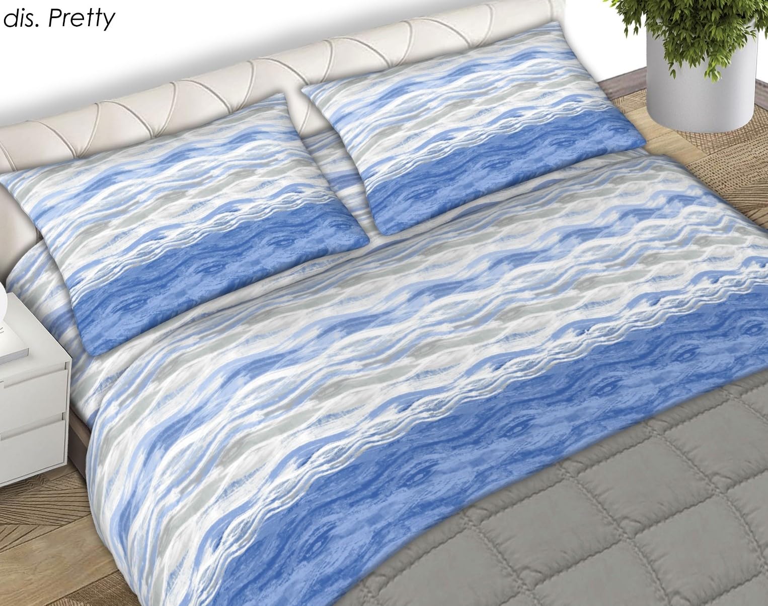 L'Emporio Casa Set Lenzuola in Flanella, Cotone Italiano 100% Pettinato, Anti-Pilling Varie Misure (Pretty Azzurro, Una piazza e mezzo)