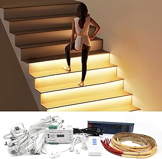 Intelligent Motion Sensor LED Stair Light Kit with Main Wire& Daylight Sensor, Step by