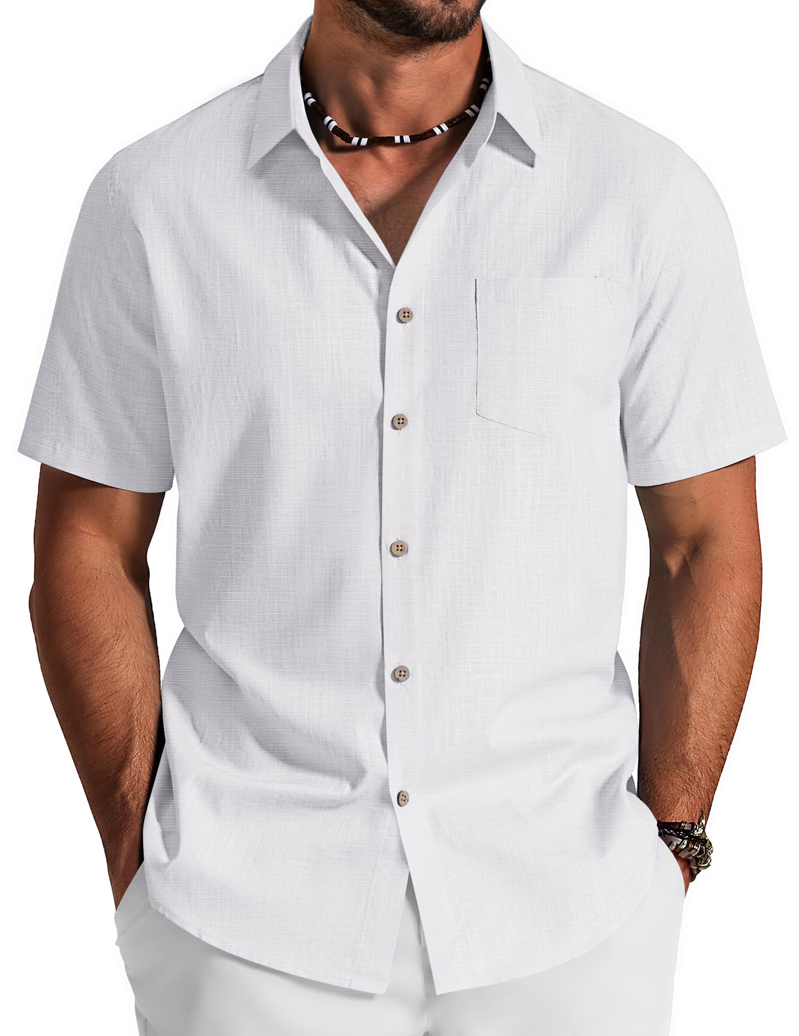 COOFANDY Mens Button Down Short Sleeve Shirt Cotton Casual Summer Shirts Textured Beach Vacation Shirts for Men