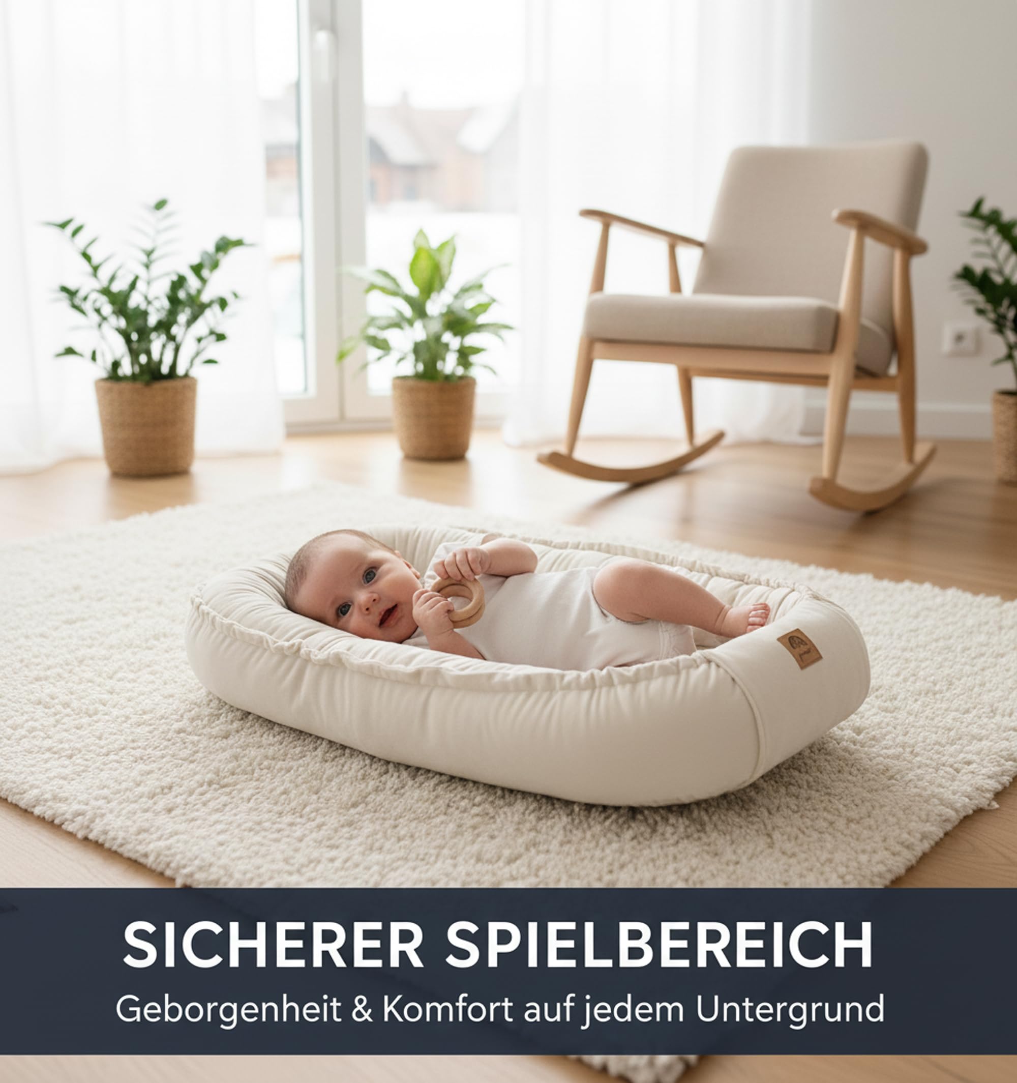 PIMKO Velluto Baby Nest – Morbido Baby Nestchen per Neonati Nido Portatile in bozzolo Fasciatoio da Viaggio per Relax e Coccole Prodotto in Europa