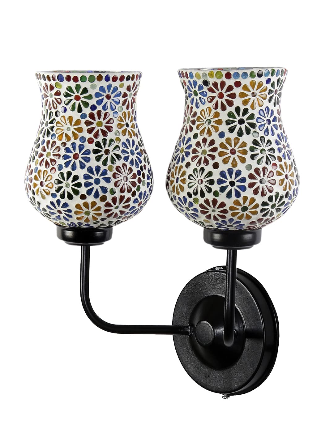 Devansh Dual Iron Wall Lamp, Wall Decor, Wall Hanging Wood Light lamp,Vintage Wall Lamps, Industrial Wall Lights Decorative Home, Living Room, Indoor Outdoor Lighting- Mosaic Glass (Multicolor)-D