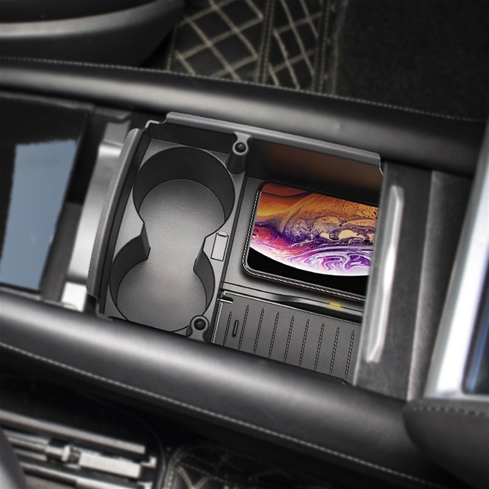 Model S/X Bezprzewodowa ładowarka QI podkładka ładująca telefon Konsola środkowa samochodu Uchwyt na kubek, do Tesli
