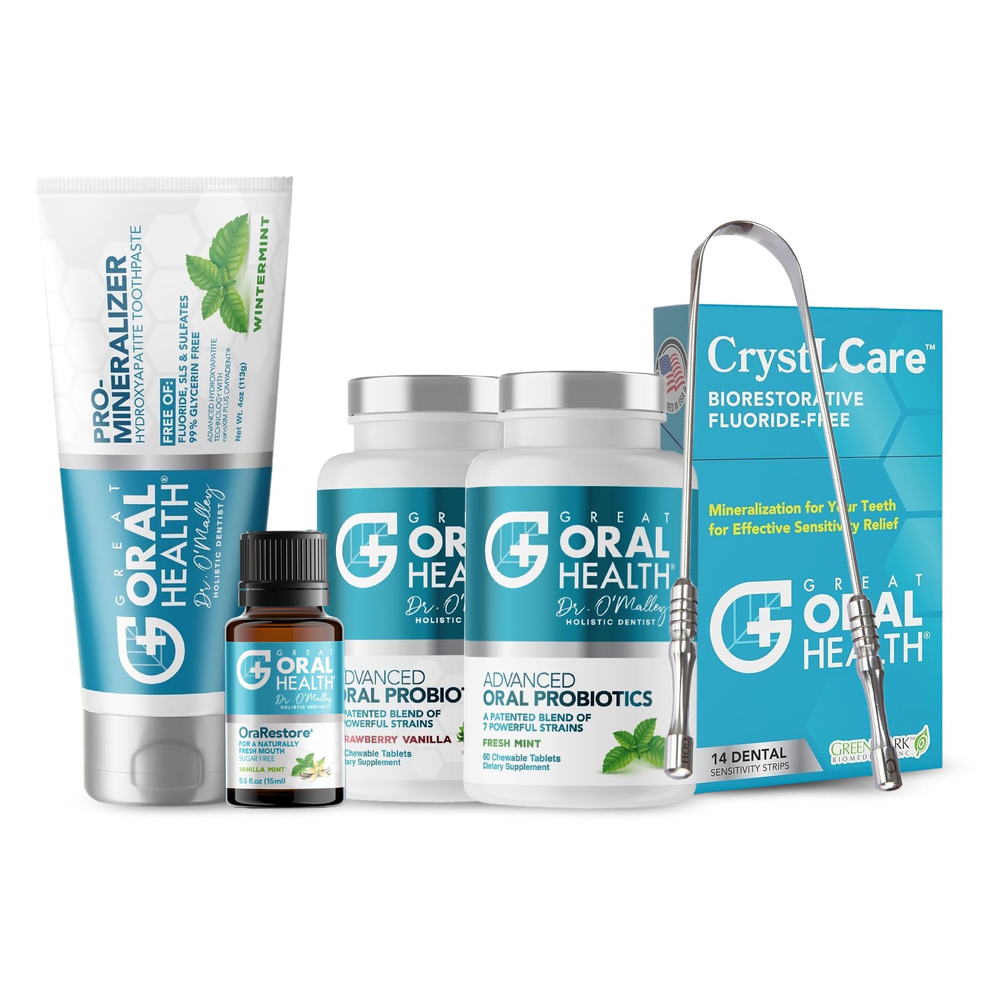 Dental Care Kit 6-in-1 Oral Hygiene Products for Adults Oral Probiotics for Teeth Gums Nano Hydroxyapatite Toothpaste Natural
