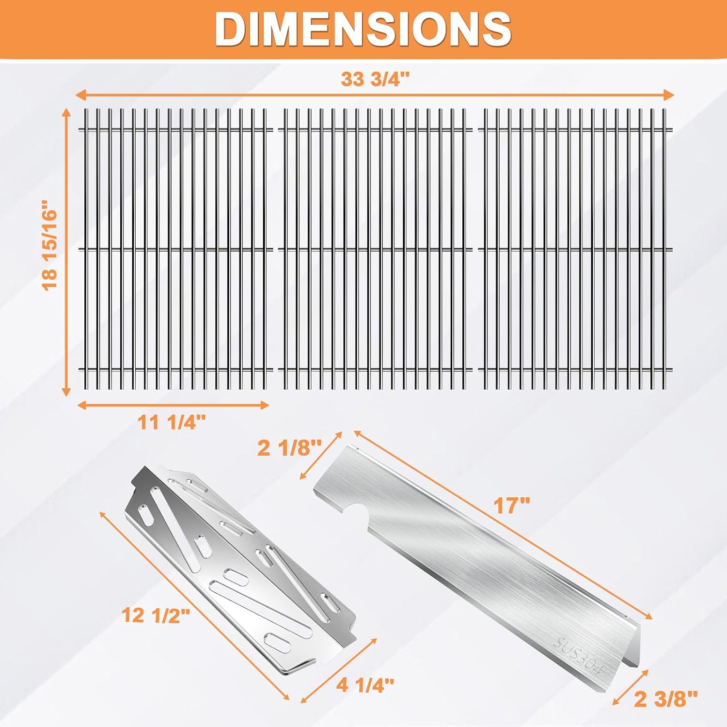 Genesis 2 E410 Grill Parts for Weber Genesis 4 Burner GS4 Genesis II/II LX 400 SER, Genesis 400 (2022Y) Replacement for Weber Flavorizer Bars 66030, Heat Deflector 66041 & Grates 66089 Stainless Steel