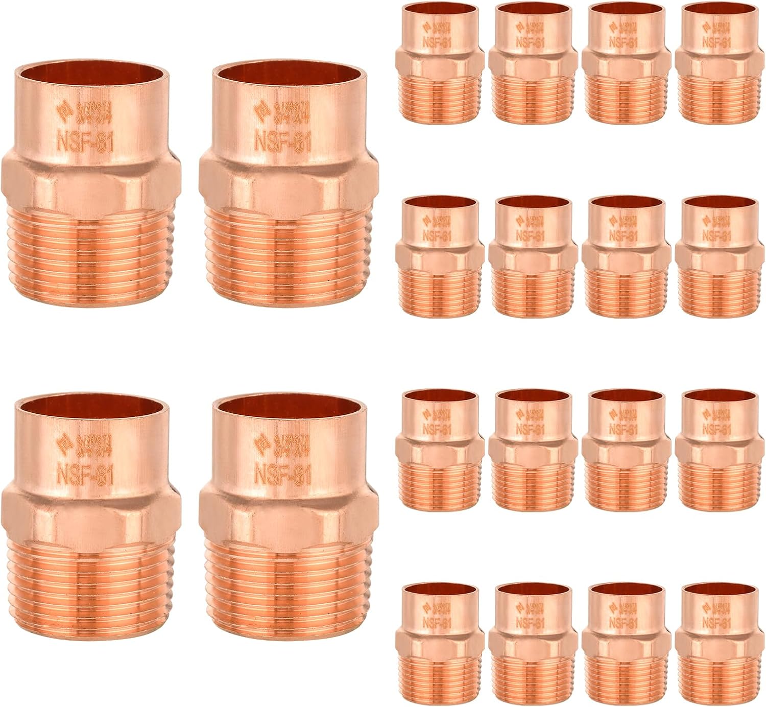 HeSun 20-Pack Copper Fittings, 3/4-Inch Copper Male Adapter, C x MNPT with Sweat Solder Connection