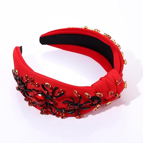 Miniatura 4 de Diadema de Halloween para mujer, diadema espeluznante de calabaza, araña, fantasma, diadema con diamantes de imitación, diadema anudada de cristal,