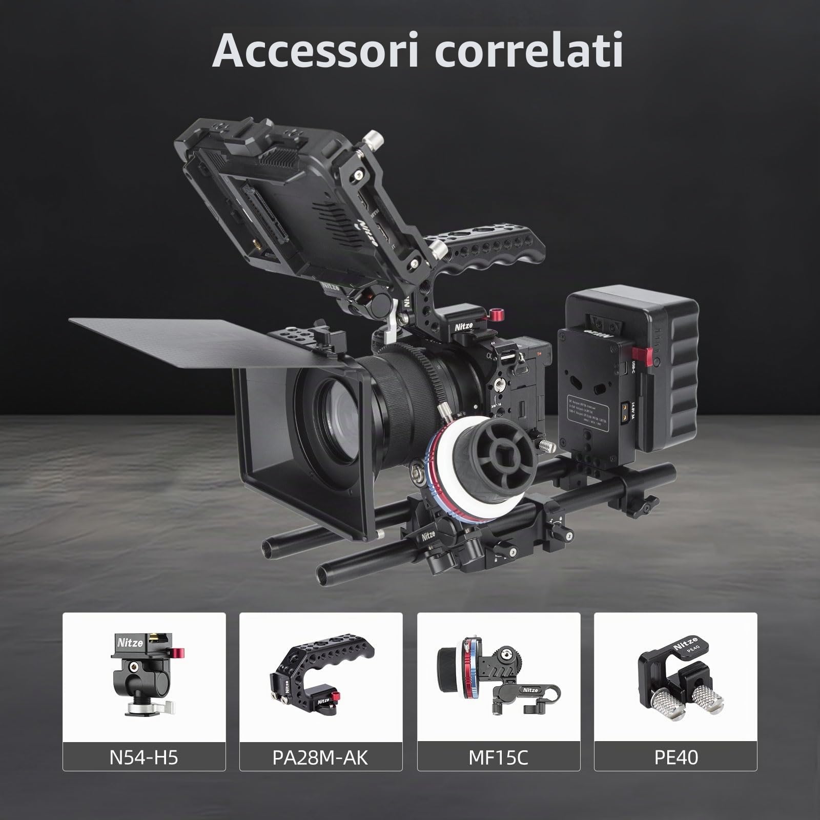 Nitze A6700 Cage, Gabbia per Sony Alpha 6700 Fotocamera con Morsetto per Incorporato Cold Shoe, NATO Rail e Piastra Sgancio Rapido Arca - T-S12A