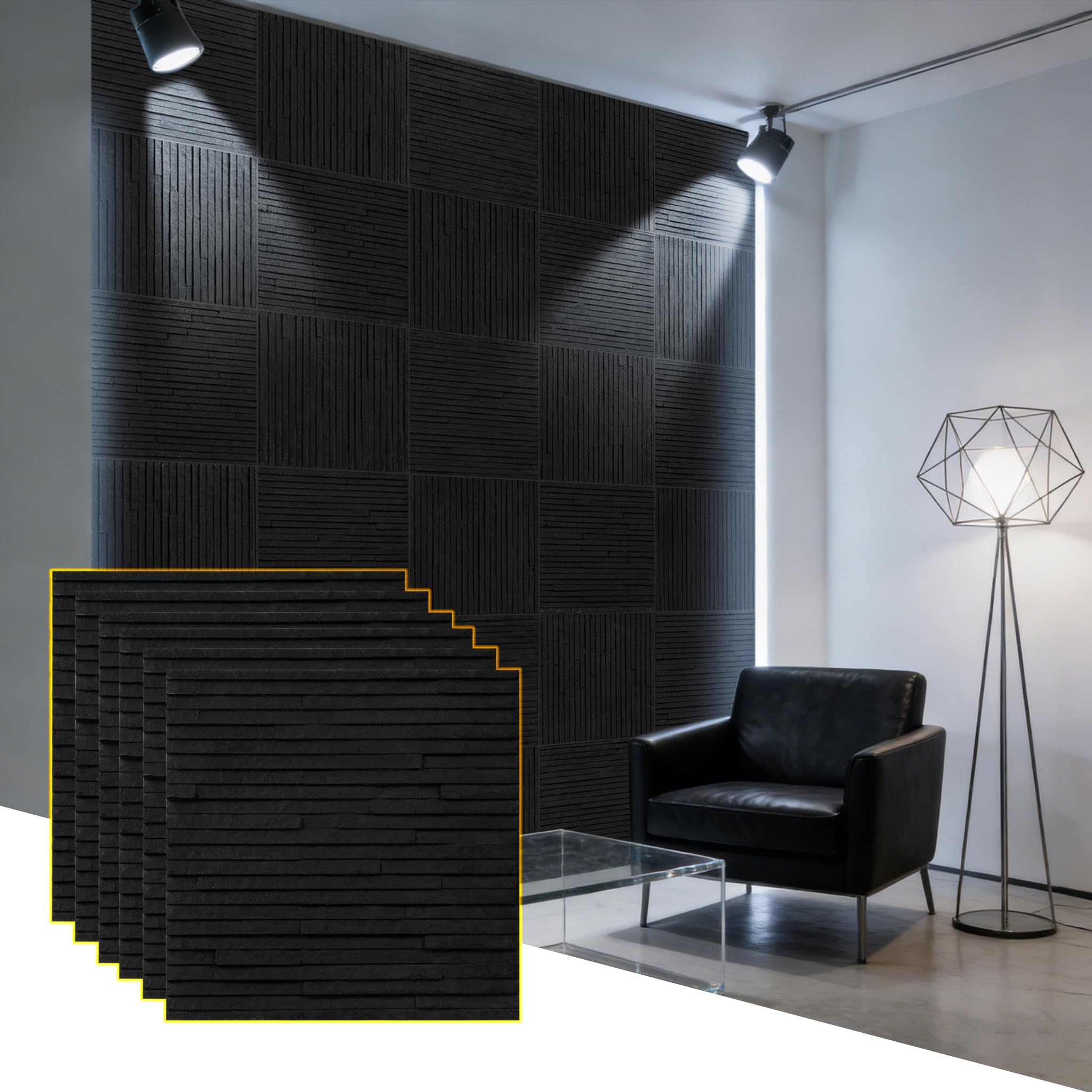 Amazon.com: Zoeteoz 6 Pcs 3D Black Faux Stone Wall Panels, 11.8