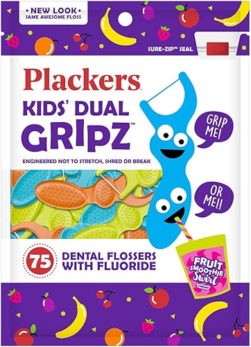 Plackers Hilo dental para niños, sabor a bayas silvestres, 75 unidades. El embalaje puede variar