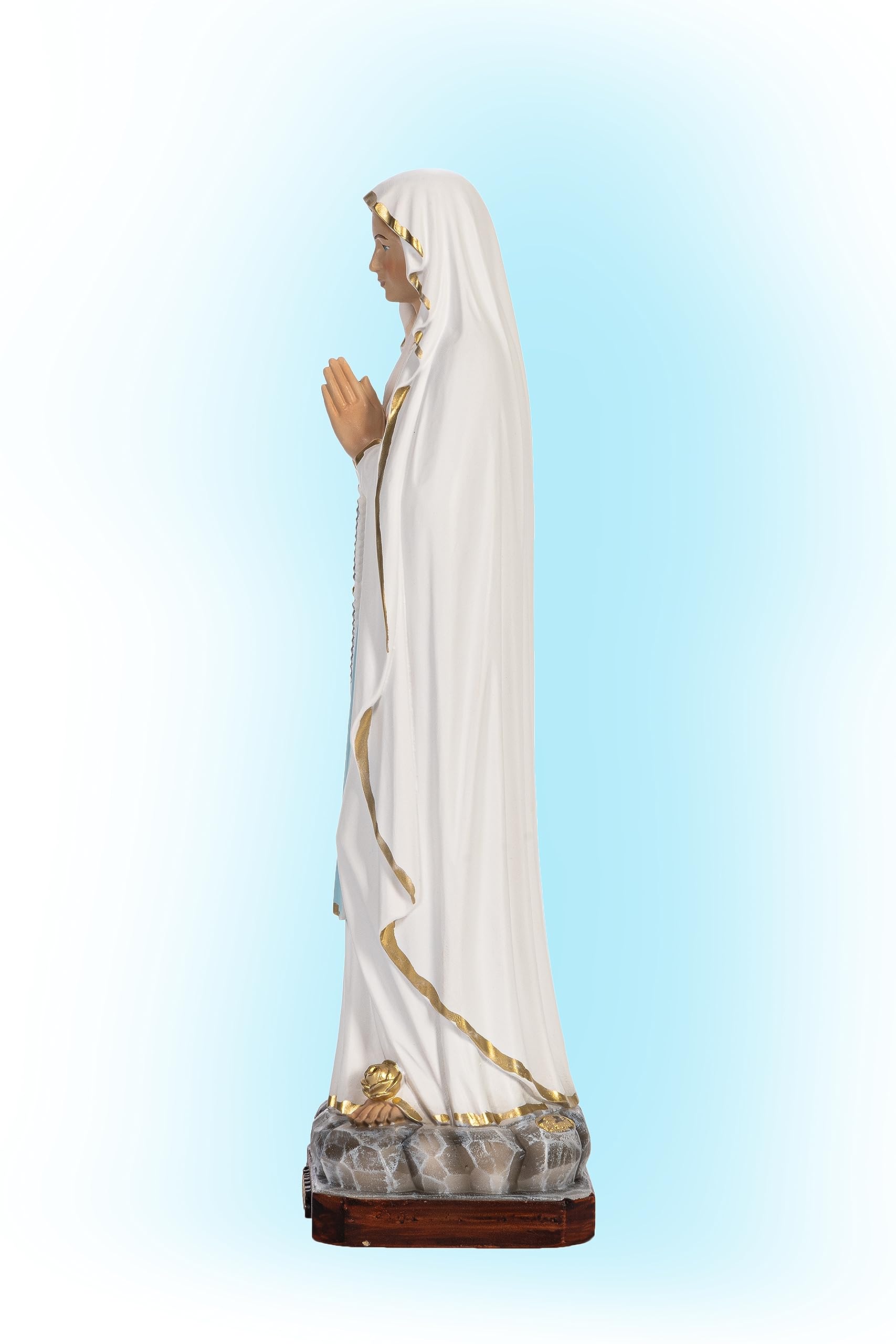 OVUNQUE PROTEGGIMI Figurka Matki Bożej z Lourdes 30 cm żywica do użytku wewnątrz i na zewnątrz, figurka Madonniny, wykonana ręcznie we Włoszech