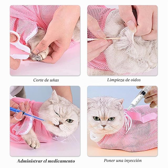 Foto 6 de 6 de CHROMACRAFT Pack De 2 Bolsas De Lavado para Gatos, Bolsa De Sujeción para Gatos, Bolsa De Contención Ajustable