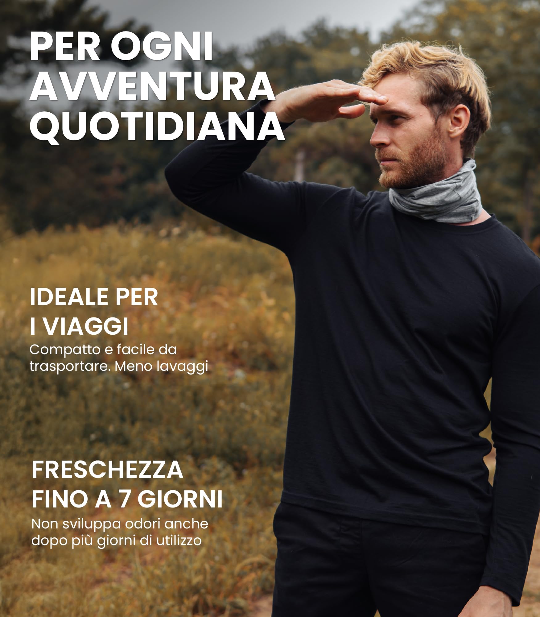 Merino.tech Maglia Termica Lana Merino Uomo - 100% Intimo Termico Lana Merino Uomo Leggero, Medio, Pesante con Calzini