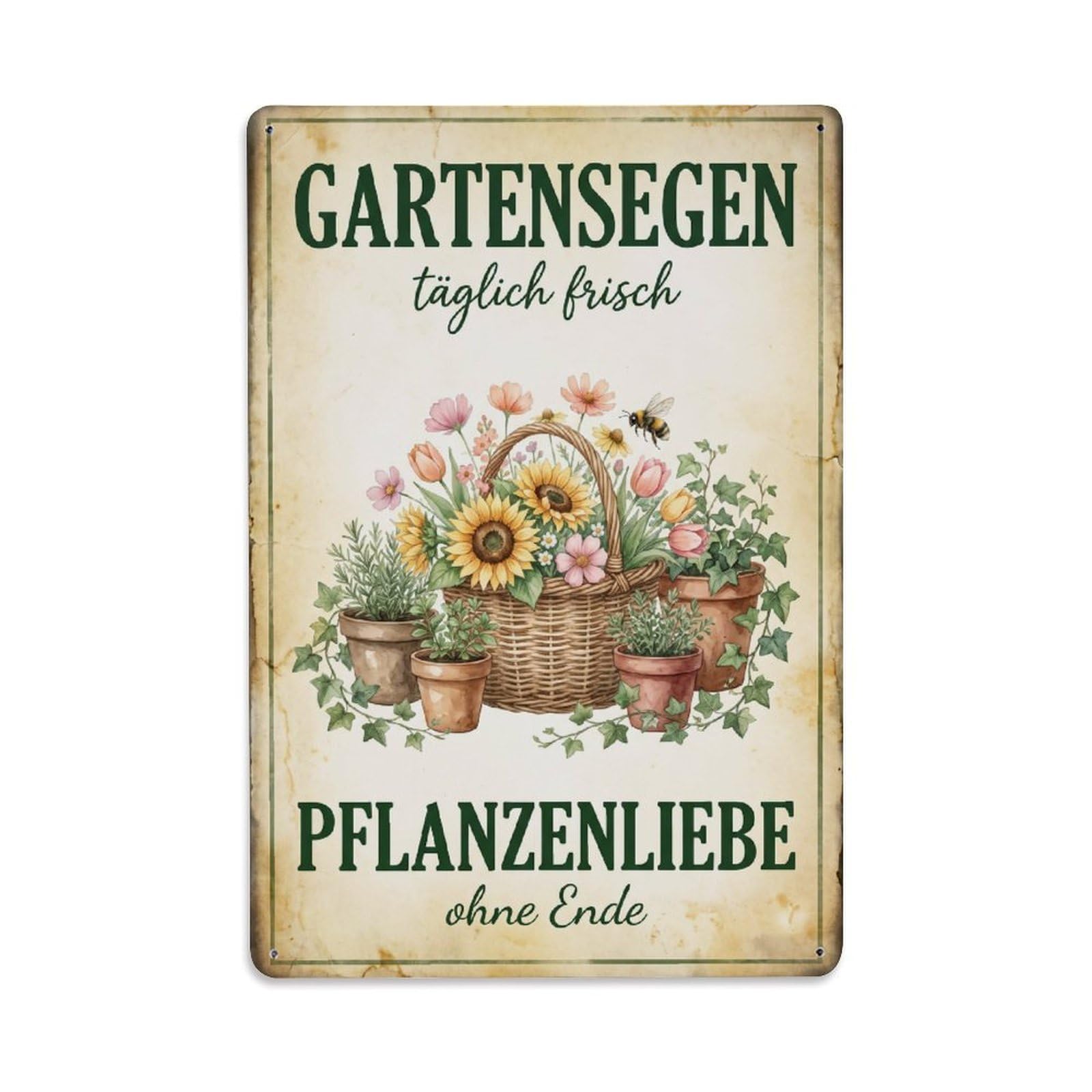 Vintage Funny Garden Blessing Daily Fresh Rustic Gate Metal Tin Sign Plaque Wall Decor for Cafe, Club Bar, Office, Garden Metal Poster 8x12Inch