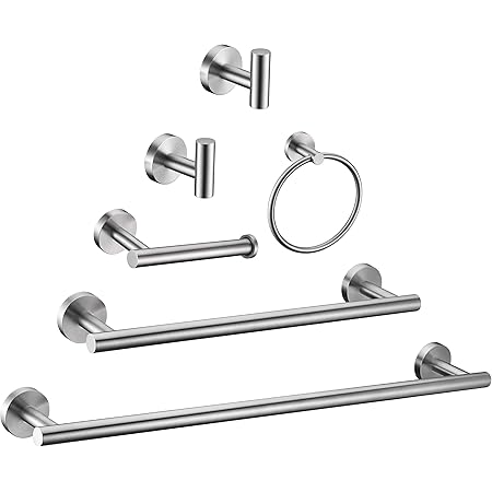 Amazon.com: Bathroom Hardware Set, 6-Piece Brushed Nickel Bath ...