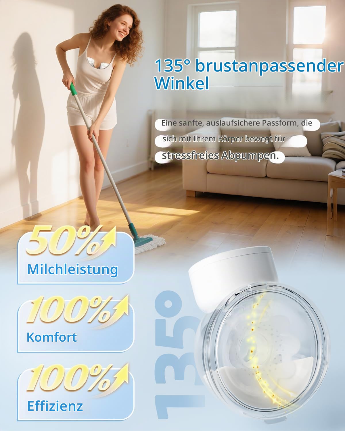 ANWIKE MY-376 Milchpumpe Elektrisch Doppelt Ultra-Leicht 230g - Schmerzfreie Handsfree Milchpumpe für Fahren und Reisen, Leise 40dB, 4 Modi 9 Stufen, Freihändig Elektrische