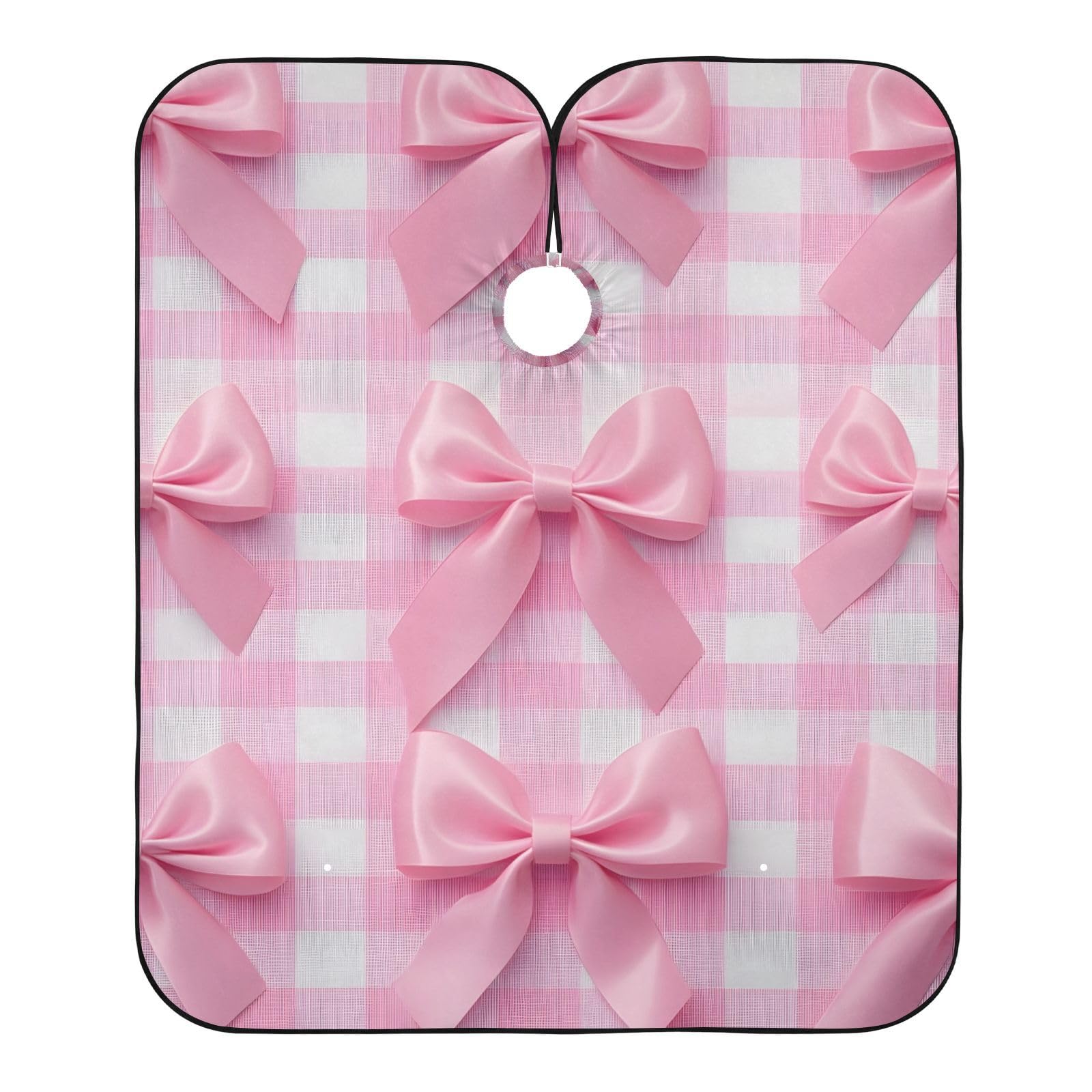 Hezely Pink Bow Hair Dye Cape, Barber Cape for Adults,Waterproof Salon Cape,Waterproof Hairdressing Styling Hair Cutting, 65