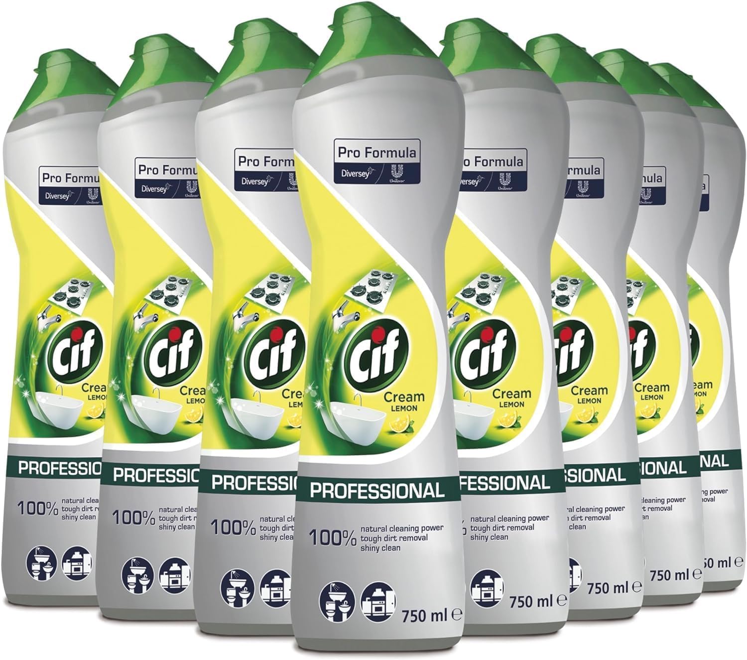 Cif Professinal Scheuermilch Zitrus, sanfte Reinigungscreme mit Reibekörpern für Küche und Bad, auch für Emaille, Glaskeramik, Kunstoff, Laminat, PVC, Aluminium und lackierte Flächen 8 x 0,75 L