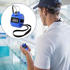 FEBSNOW Blue Handheld Tally Counter Clicker 4 Digital Number Click Counter for School Event Golf Sports Office Stadium