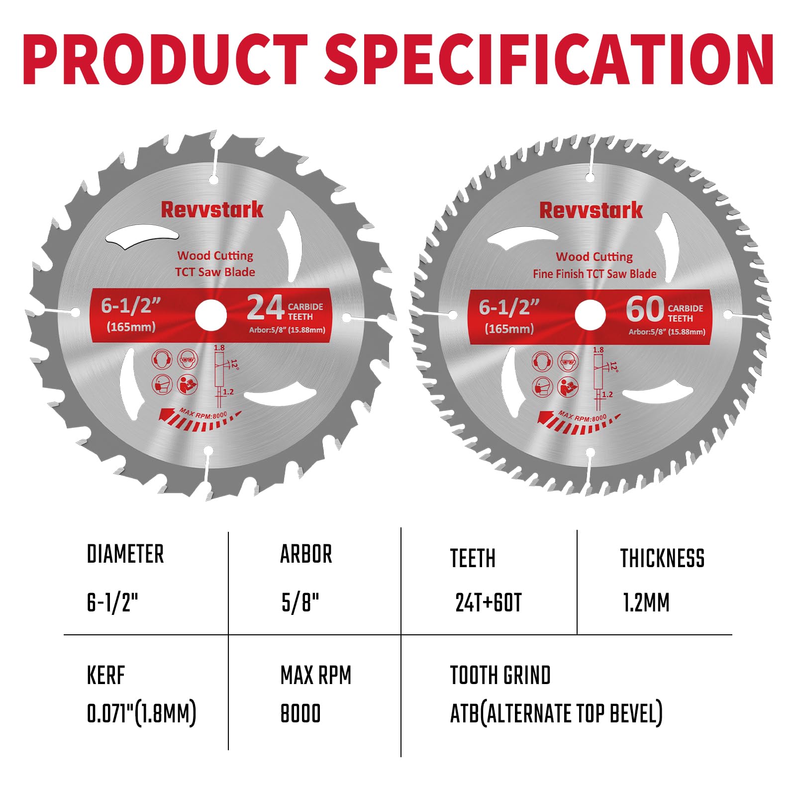 Circular Saw Blade 6-1/2" 24/60T - Wood Cutting -2