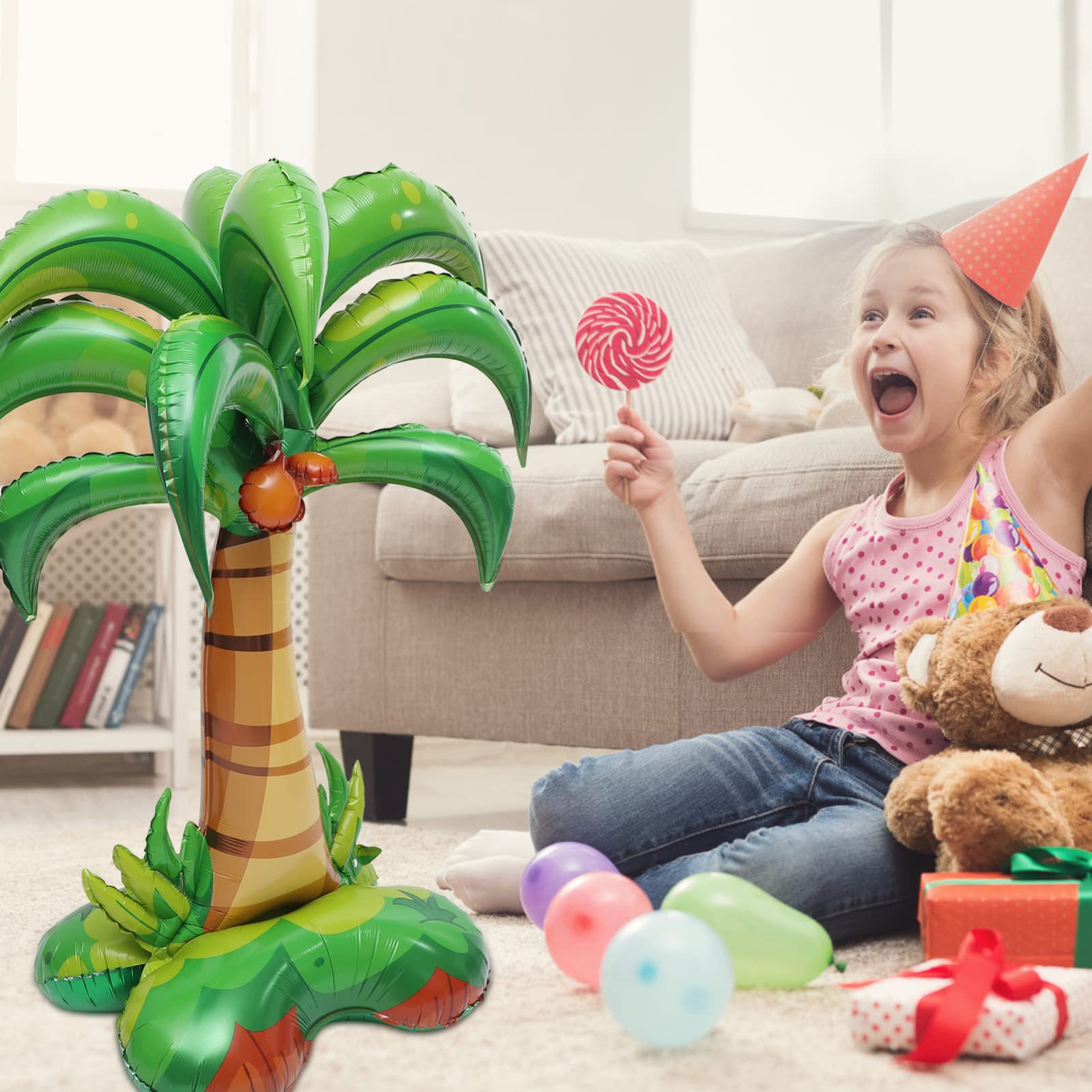 4 Globos De Aluminio Con Forma De Palmera Decoración Inflable Para Fiesta De Cumpleaños Estilo Hawaiano Decoración Luau.
