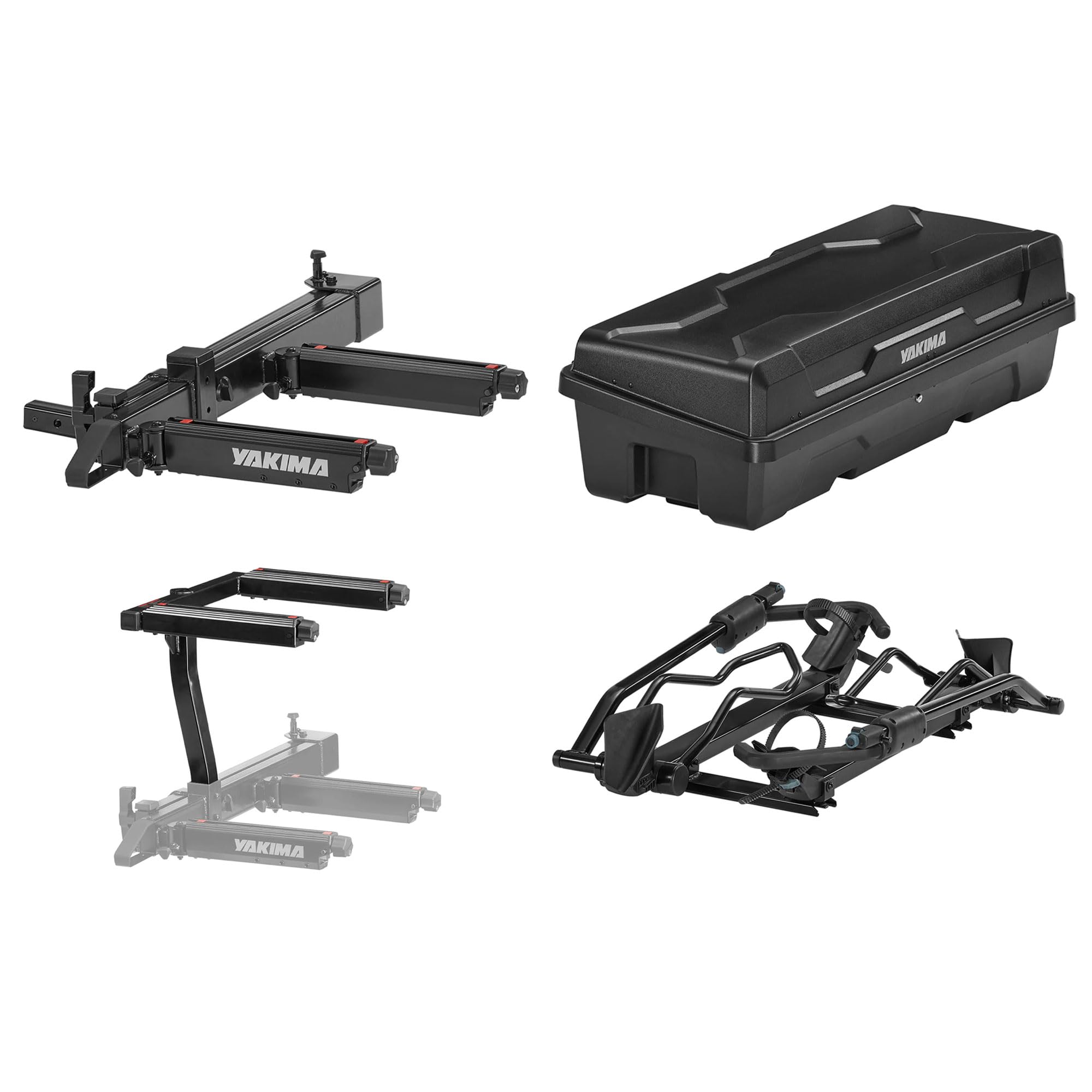 Yakima EXO SwingBase Hitch Bike Rack, EXO GearLocker Rooftop Box, TopShelf Hitch Base Rack Storage and DoubleUp, Black