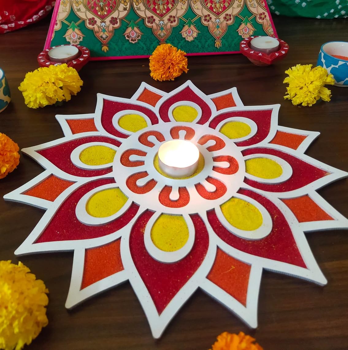 12 Inches Rangoli Stencils Rangoli Making Tools Kit, Rangoli Template Mat for Pooja Room Mandir Home Door Entrance Diwali Decoration Items, Reusable Rangoli Stencil (B0CM2G7XNB) Amazon Price History, Amazon Price Tracker