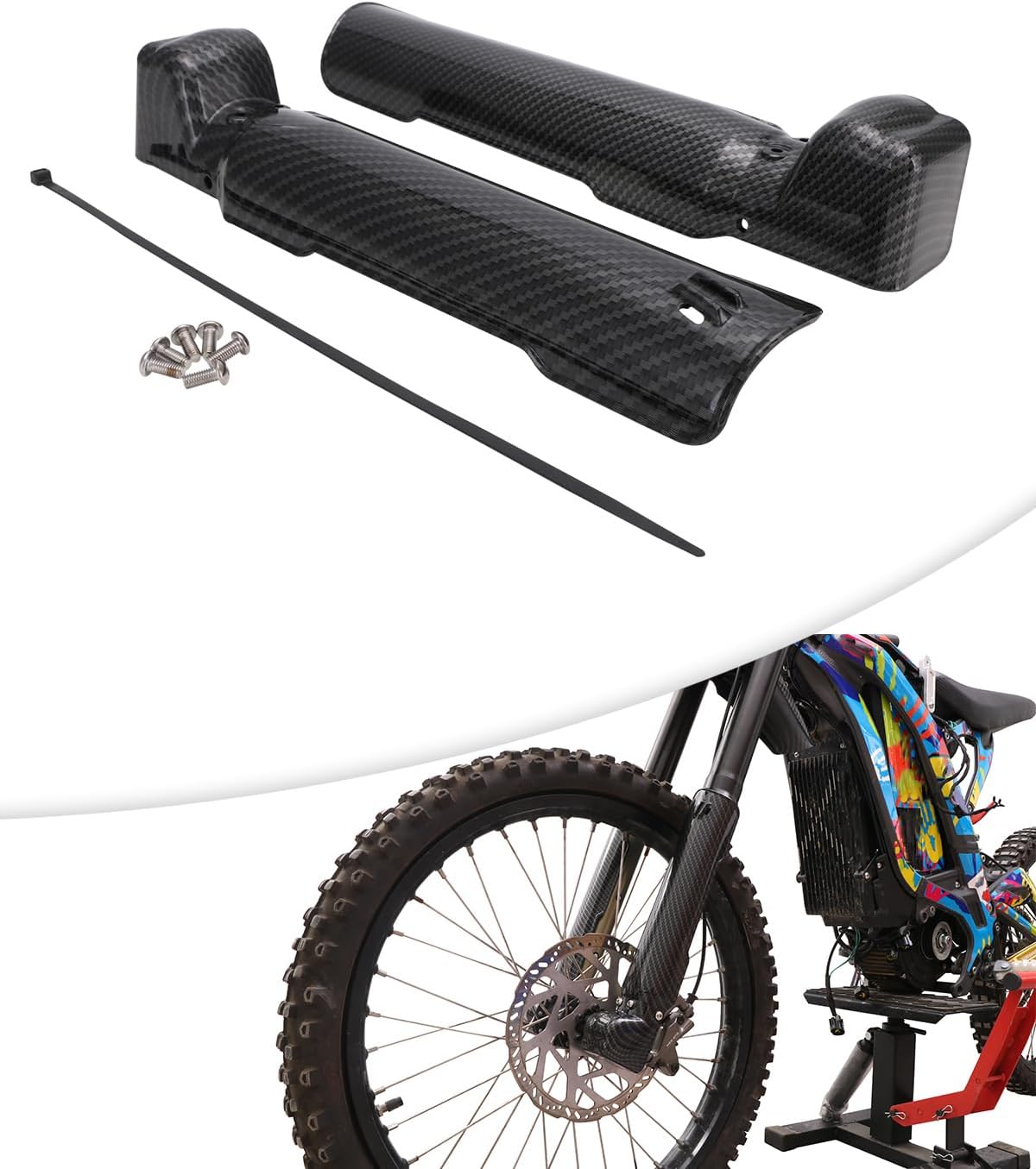Motorcycle Sur Ron Front Fork Covers Simulated Carbon Fiber
