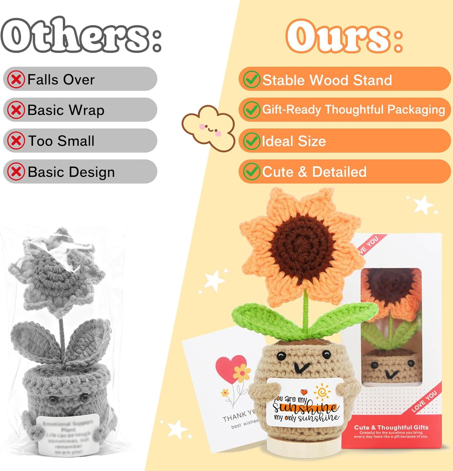 Gifts for Mom from Daughter, Cute Mom Grandma Nana Mama Gifts, You are My Sunshine Handmade Sunflower Crochet, Christmas Mothers Day Birthday Gifts for Moms from Son - Image 4