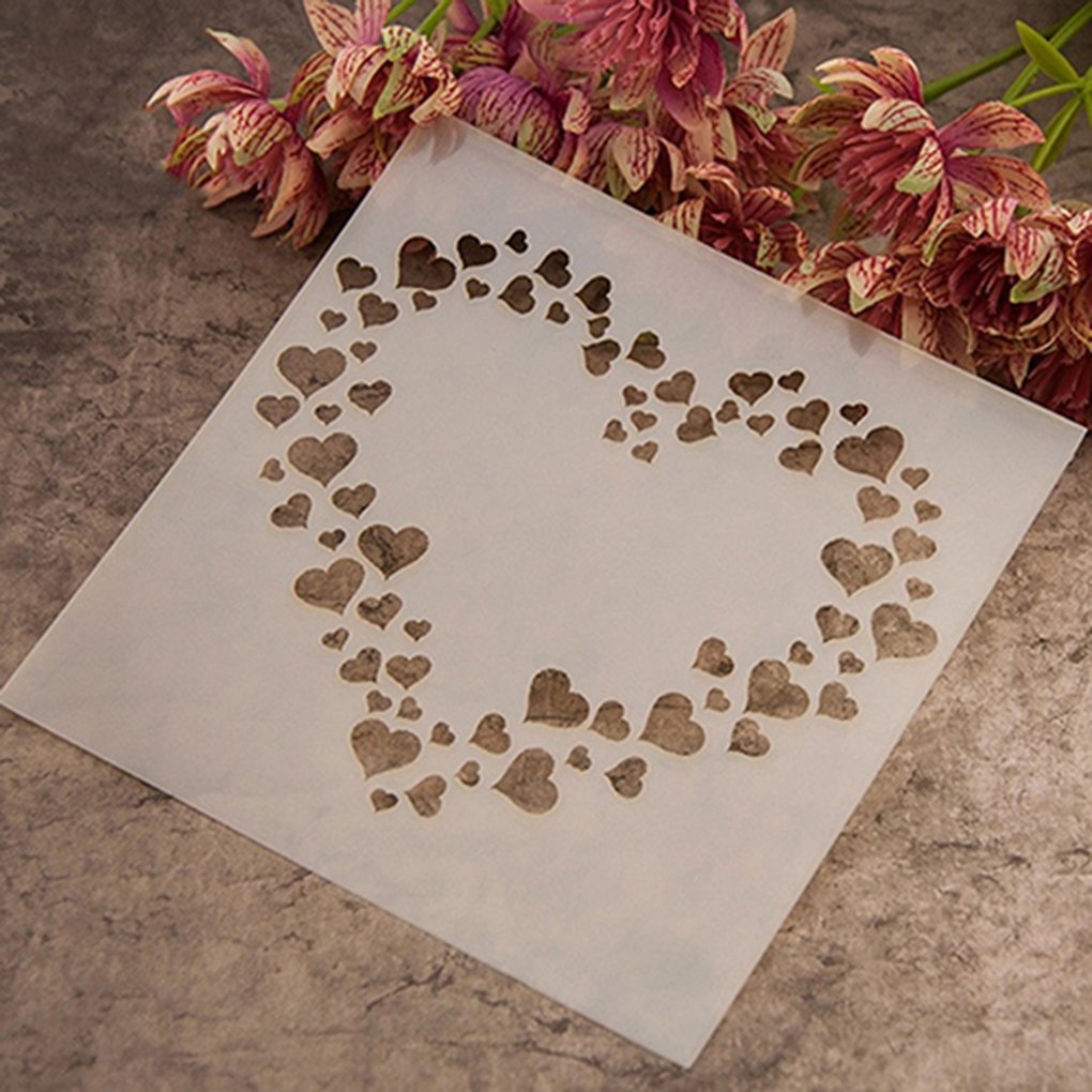 Gemini_mall® Fashion Painting Template Stencil Scrapbooking Album Cake Coffee DIY Art Decor (Love Hearts)