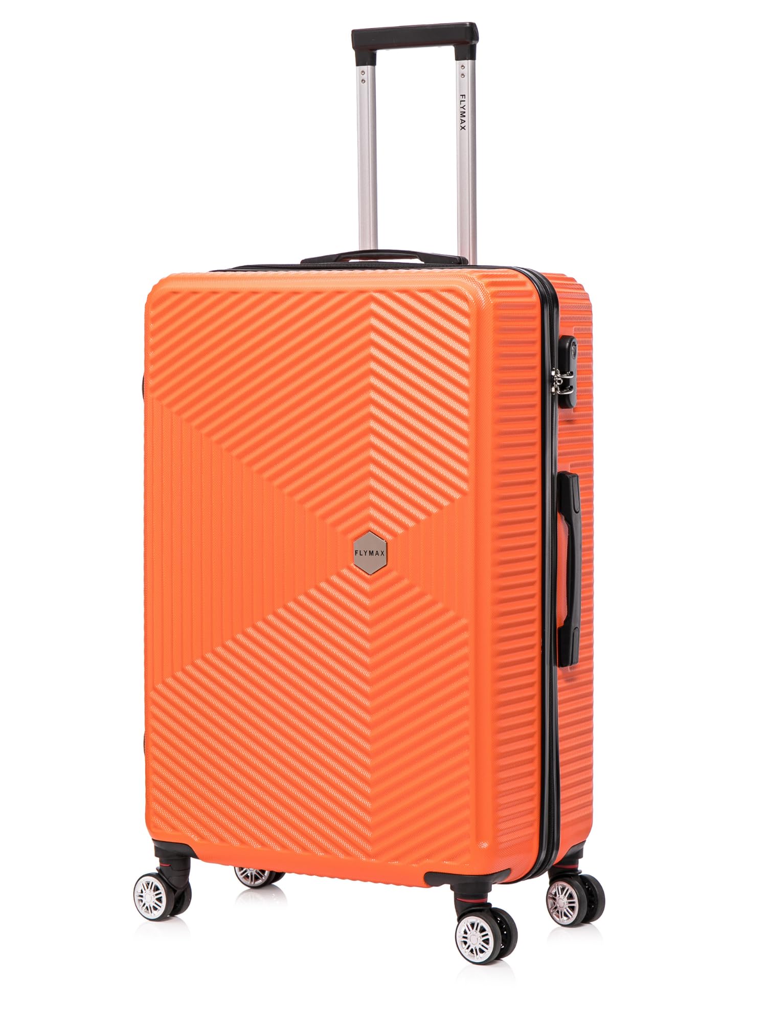 Flymax 24" Medium Suitcase Super Lightweight 4 Wheel Spinner Hard Shell ABS Luggage Hold Check in Travel Case Orange 67L