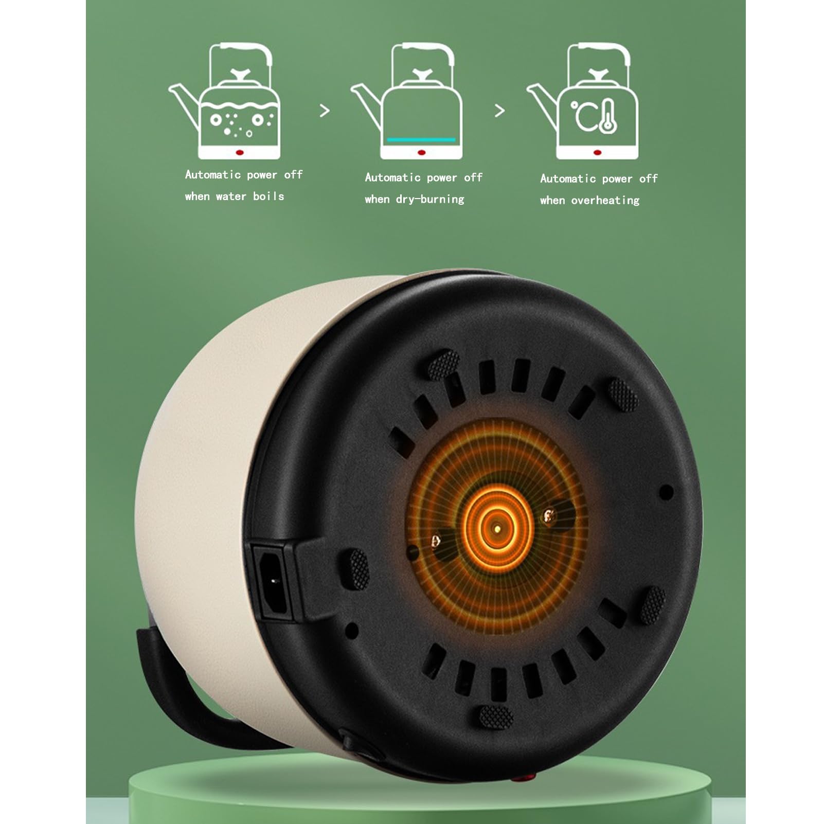Kettle elektryczny, 1500 W | Gotuj ochronę suchą i automatyczne wyłączenie | 5L Szybki gotowanie dzban na herbatę lub kawę gorącej wody | Podstawa obrotowaBeige,5L