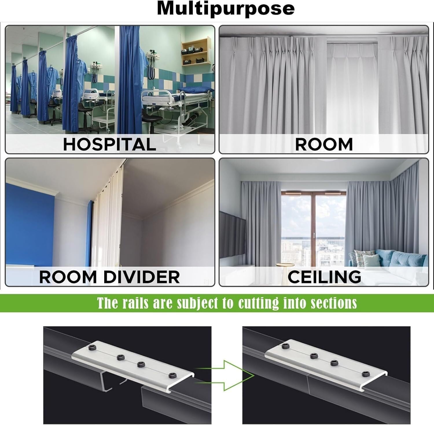 カーテンレール カーテントラック カーテントラッキング、カーテン用天井トラック、間仕切りカーテンロッド、天井マウントまたは壁マウント
