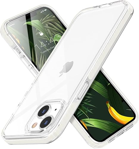 MATEPROX Funda compatible con iPhone 13, transparente, delgada, transparente, a prueba de golpes, para iPhone 13 de 6.1 pulgadas 2021 (blanco)