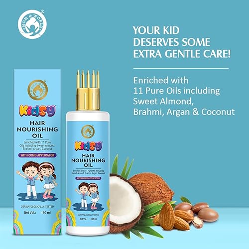 Miniatura 2 de Mom & World Kidsy - Aceite nutritivo para el cabello con aplicador de peine para niños, probado dermatológicamente, enriquecido con 11 aceites