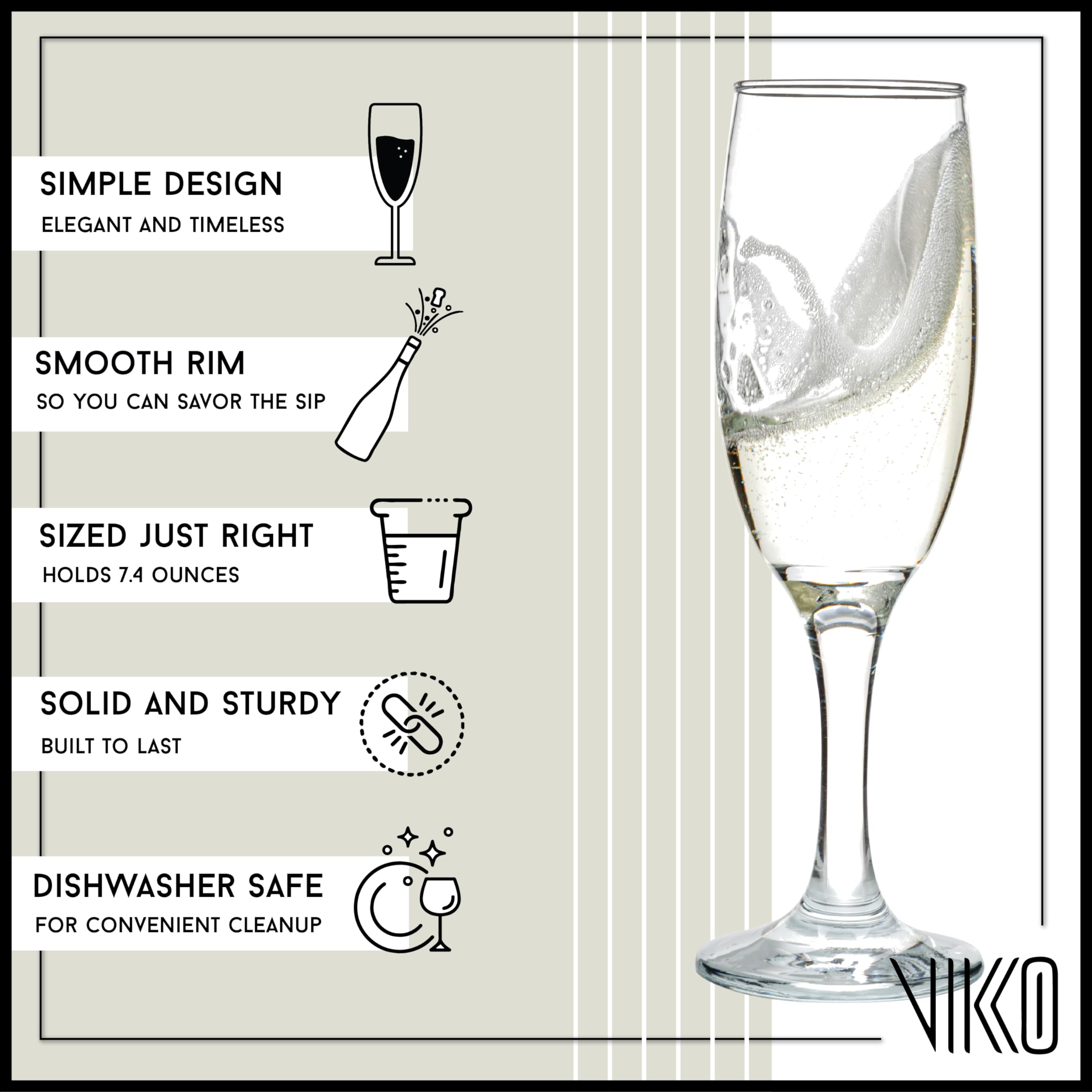 Vikko Champagne Flutes - Set of 6 -2
