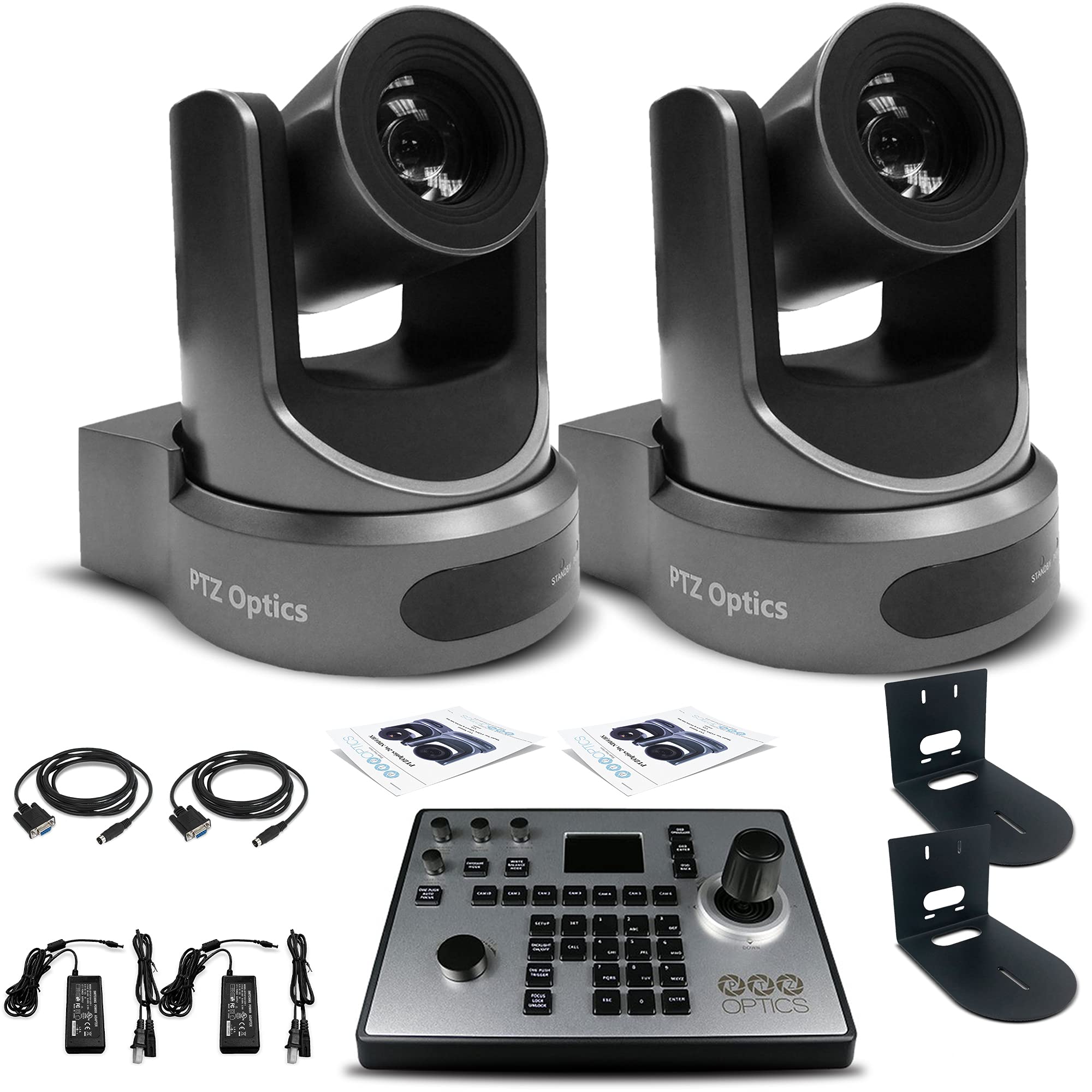 2 x PTZOptics 30X-SDI Gen 2 Live Streaming Broadcast Camera (Gray) (PT30X-SDI-GY-G2) + PT-Joy-G4 4D 