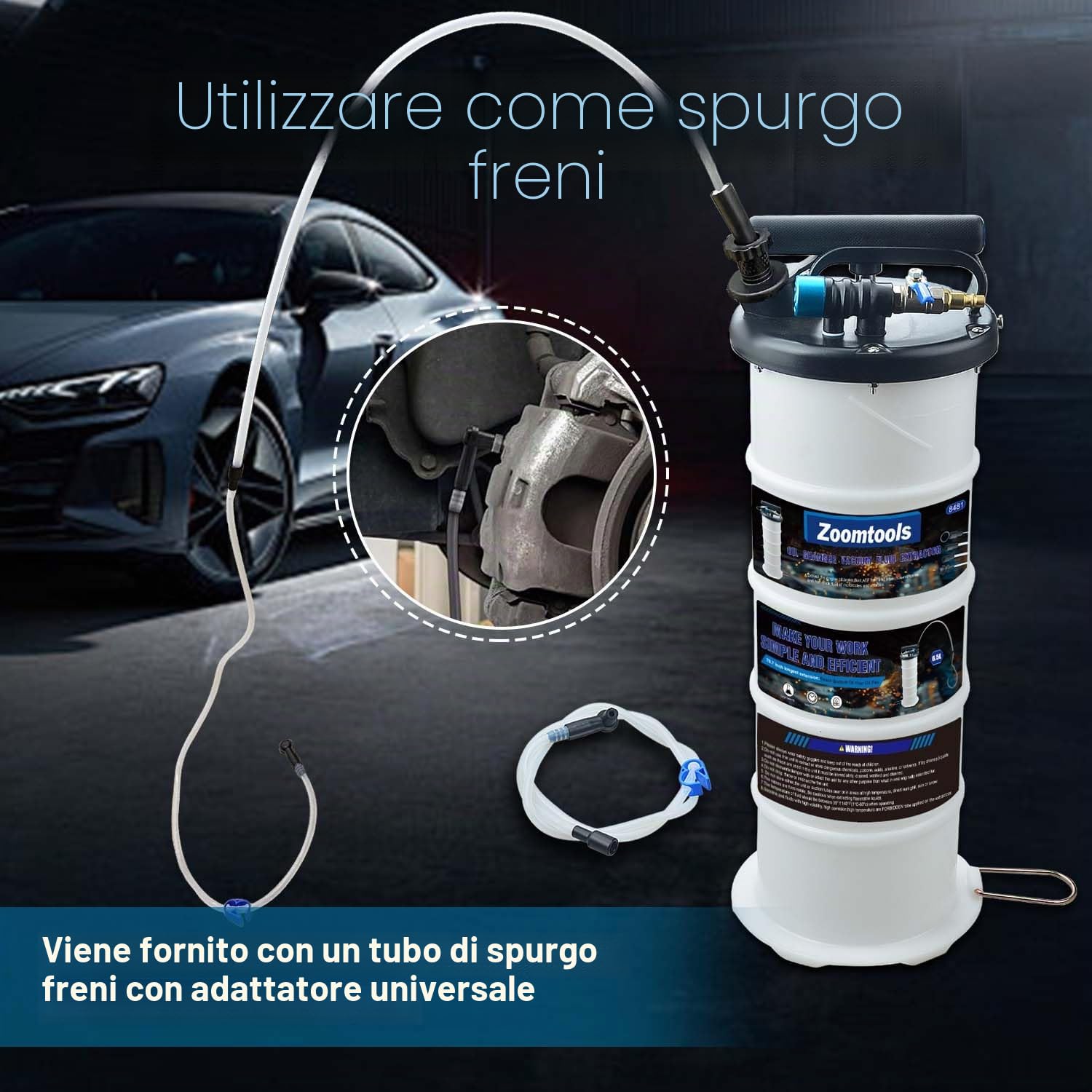 6,5 L Pompa di estrazione pneumatica/manuale per fluidi Estrattore sottovuoto per cambio olio e cambio fluido Strumento (Pneumatica & Manuale)