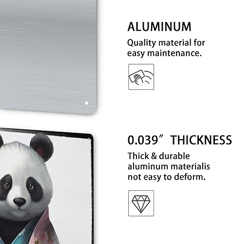 Miniatura 3 de AMOGHASIDDHI Cartel de metal con diseño de panda lindo panda en kimono, póster de metal vintage de aluminio de 8 x 12 pulgadas, letrero de pintura