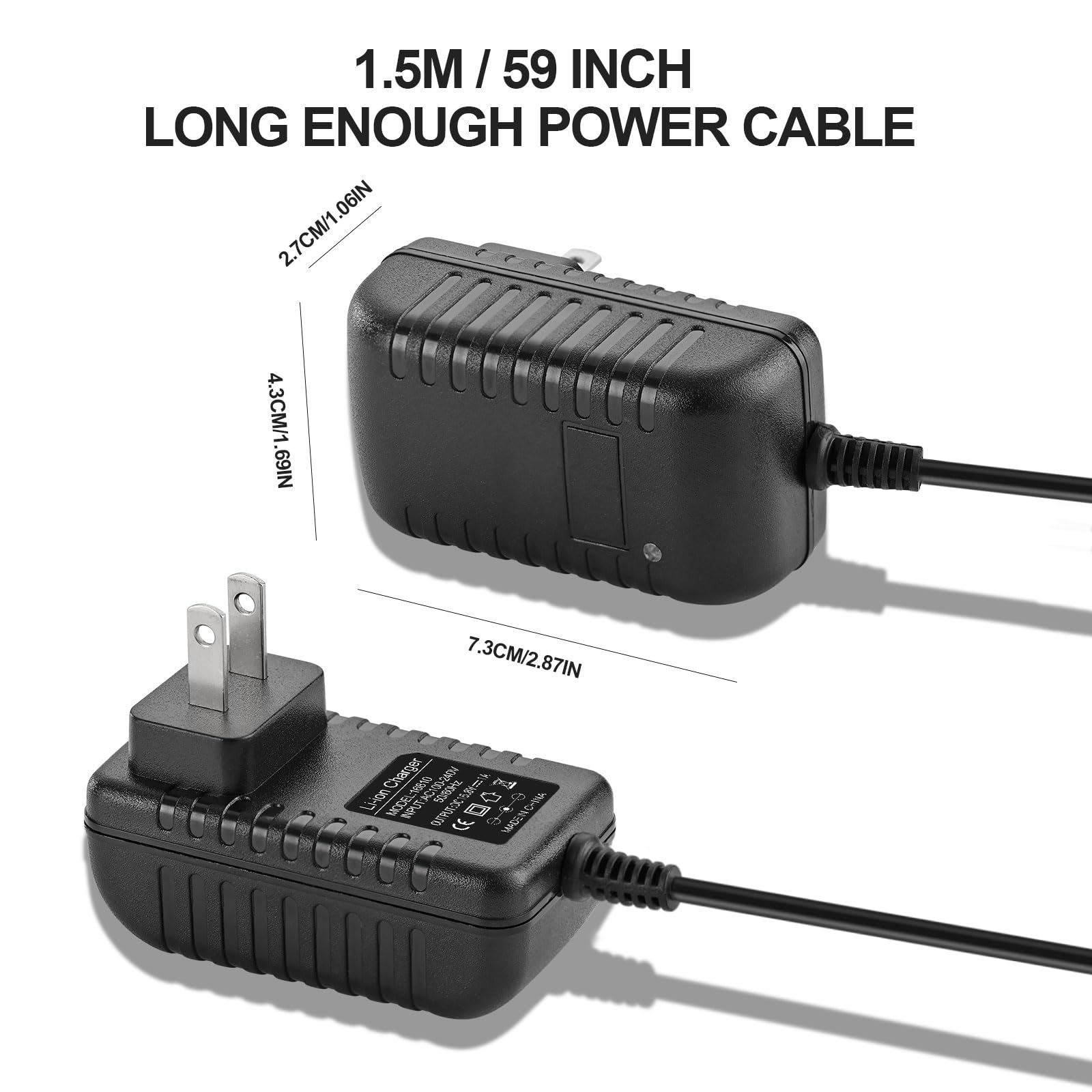 16.8V 1A Massage Gun Charger Replacement - 59 Inch Power Cord For LifePro & Sportneer Massage Guns