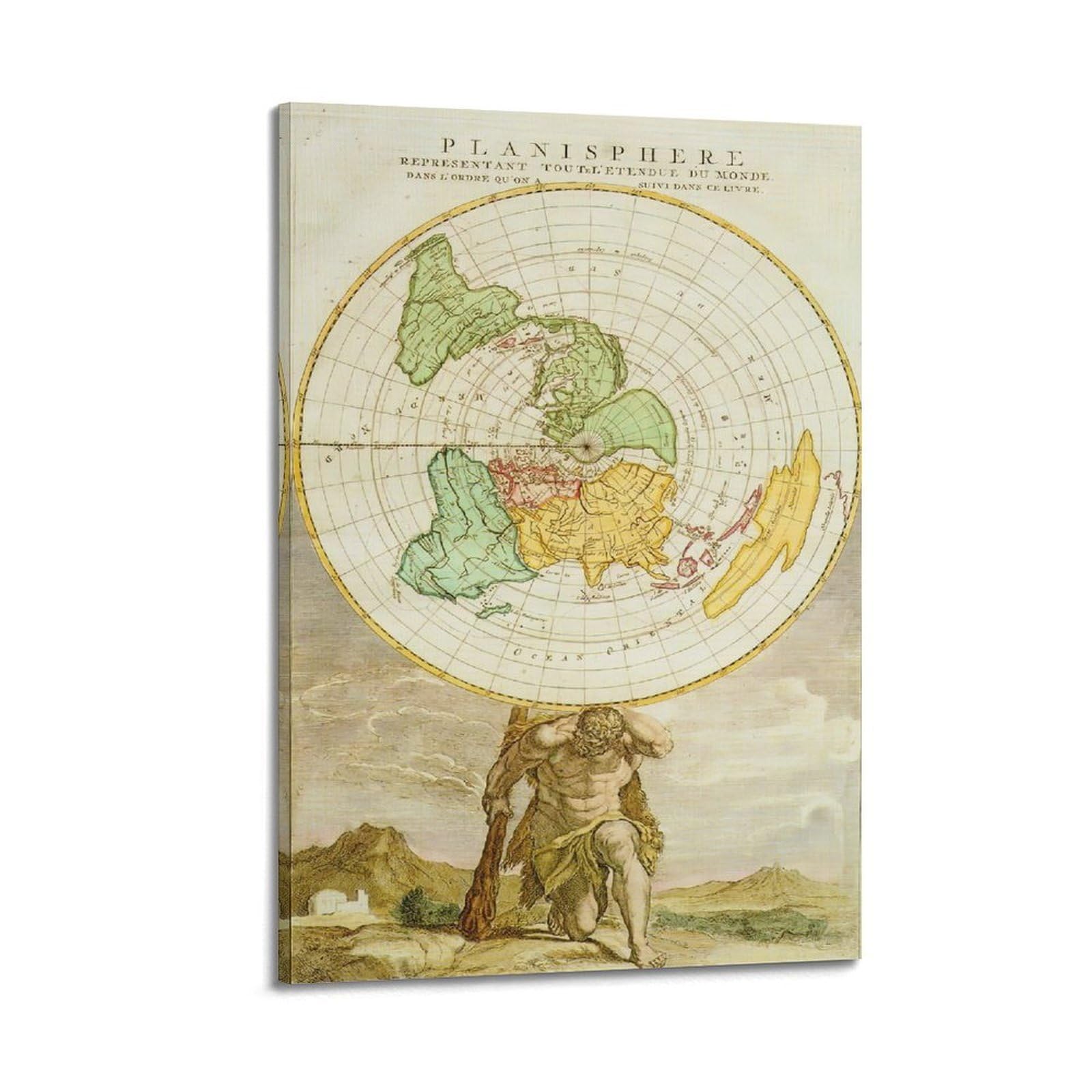 ESTE Ancient World Map Poster of 18th Century France Decorative Painting Canvas Modern Art Picture 20x30inch(50x75cm)